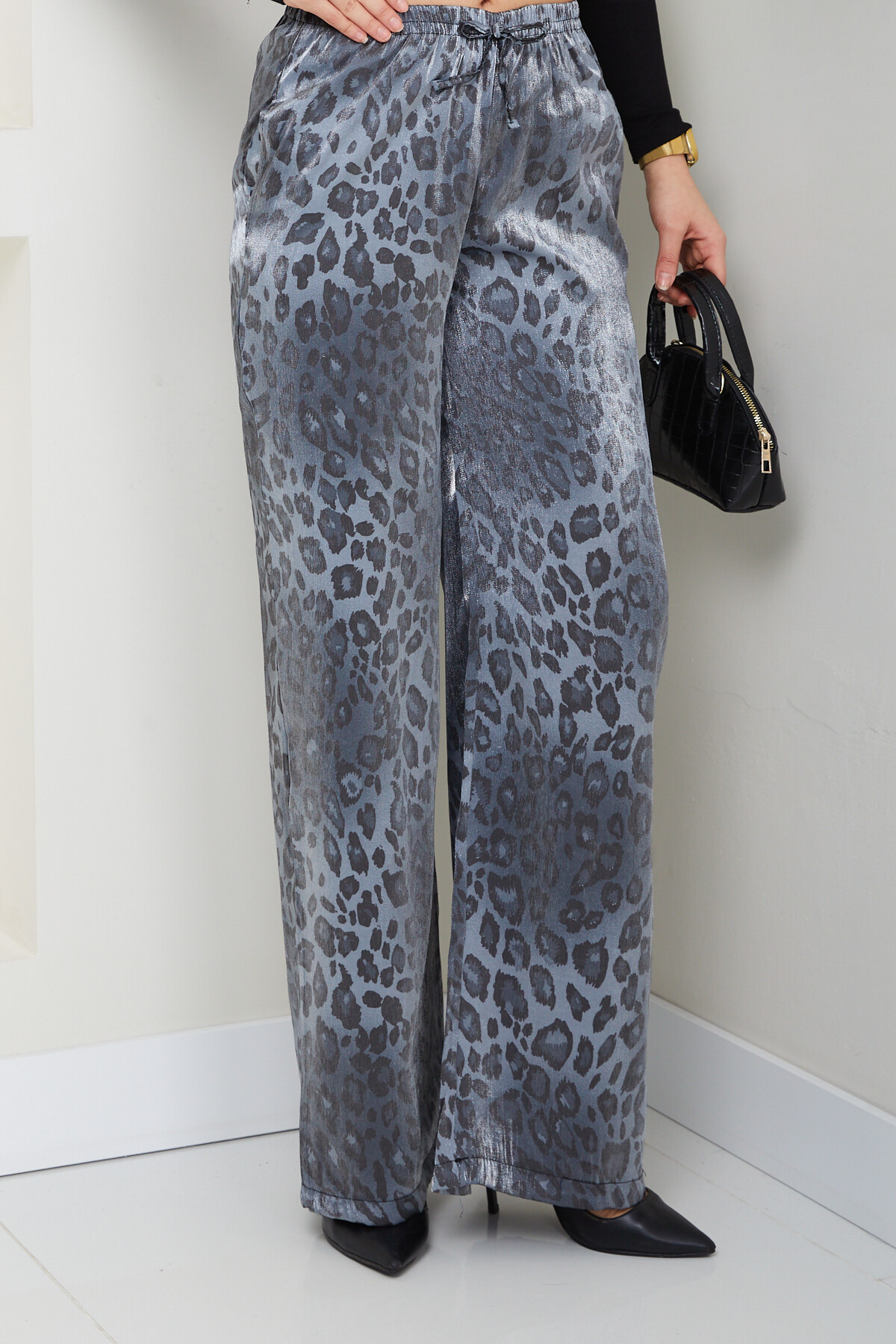 PARLAK ZEBRA PANTALON-GRİ