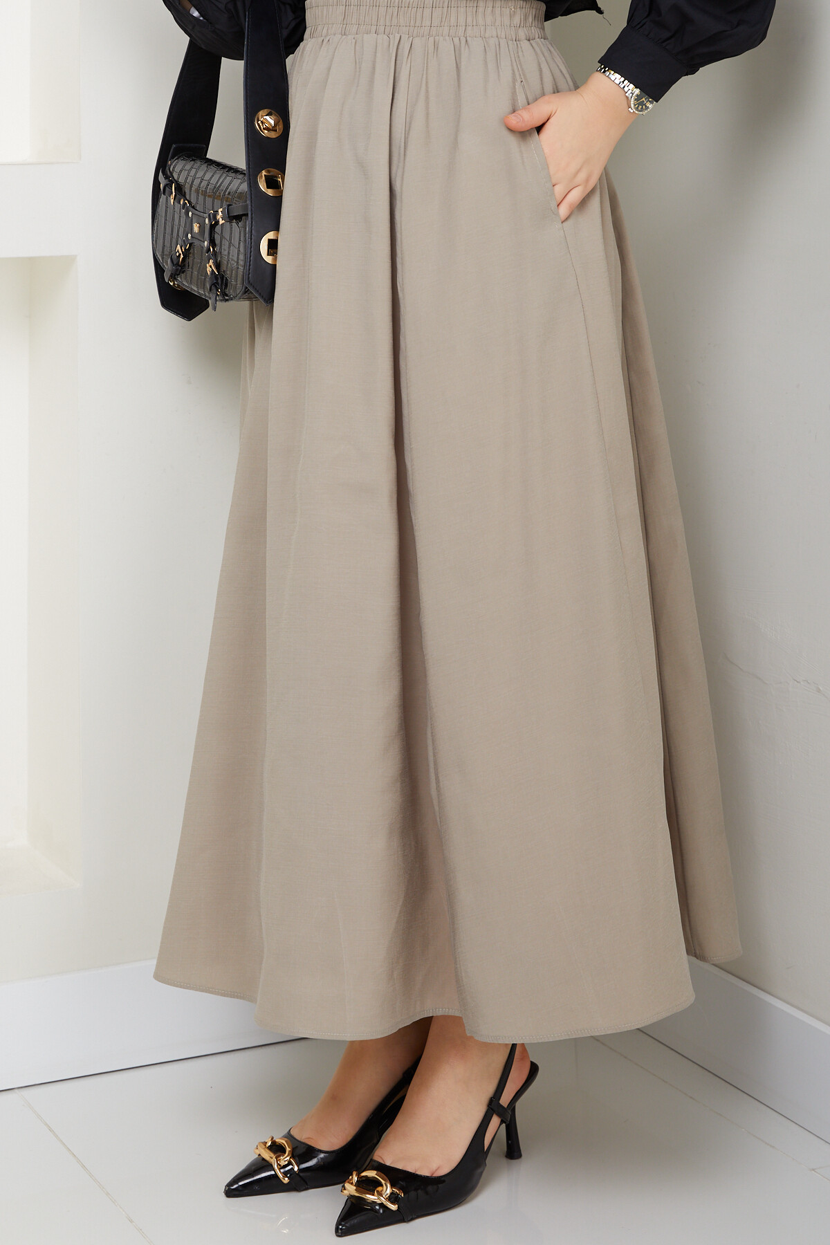 PERY CEPLİ KETEN ETEK-TAŞ