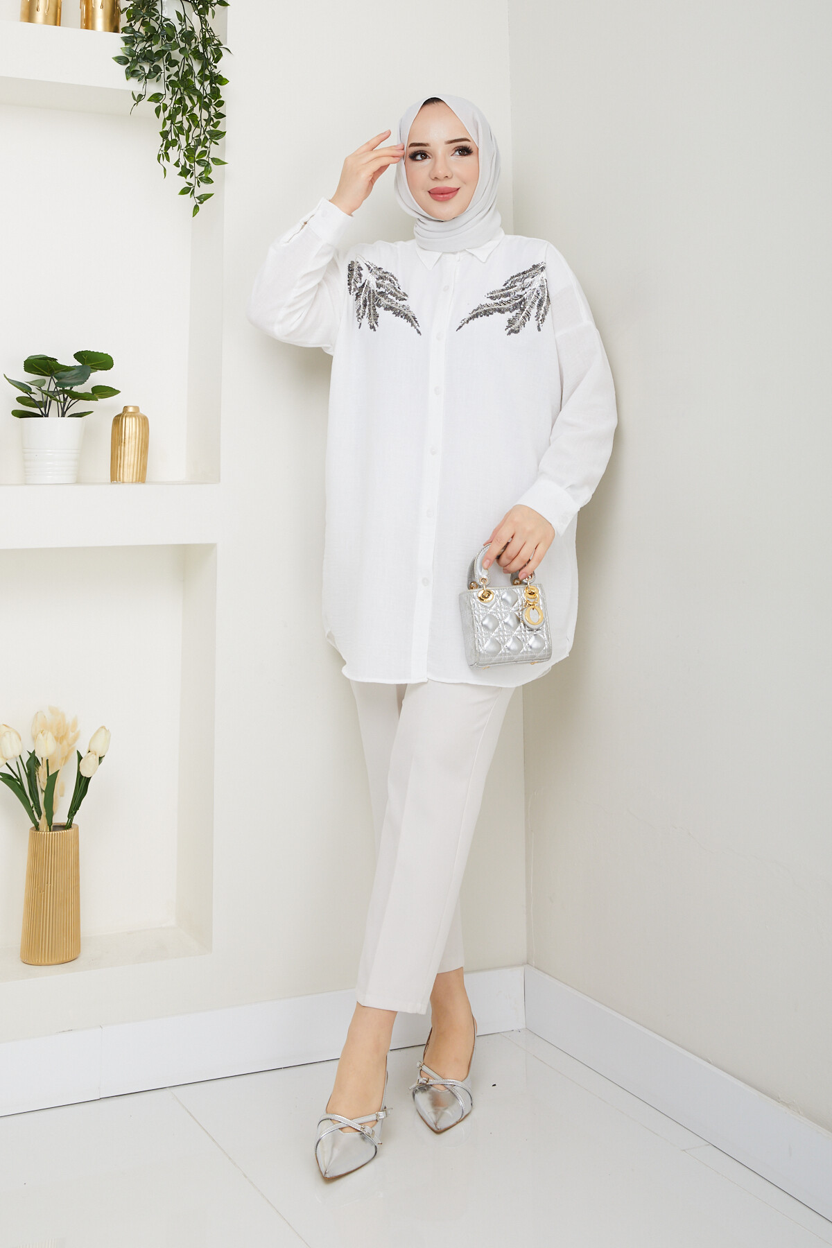 PL PULLU GÖMLEK -BEYAZ