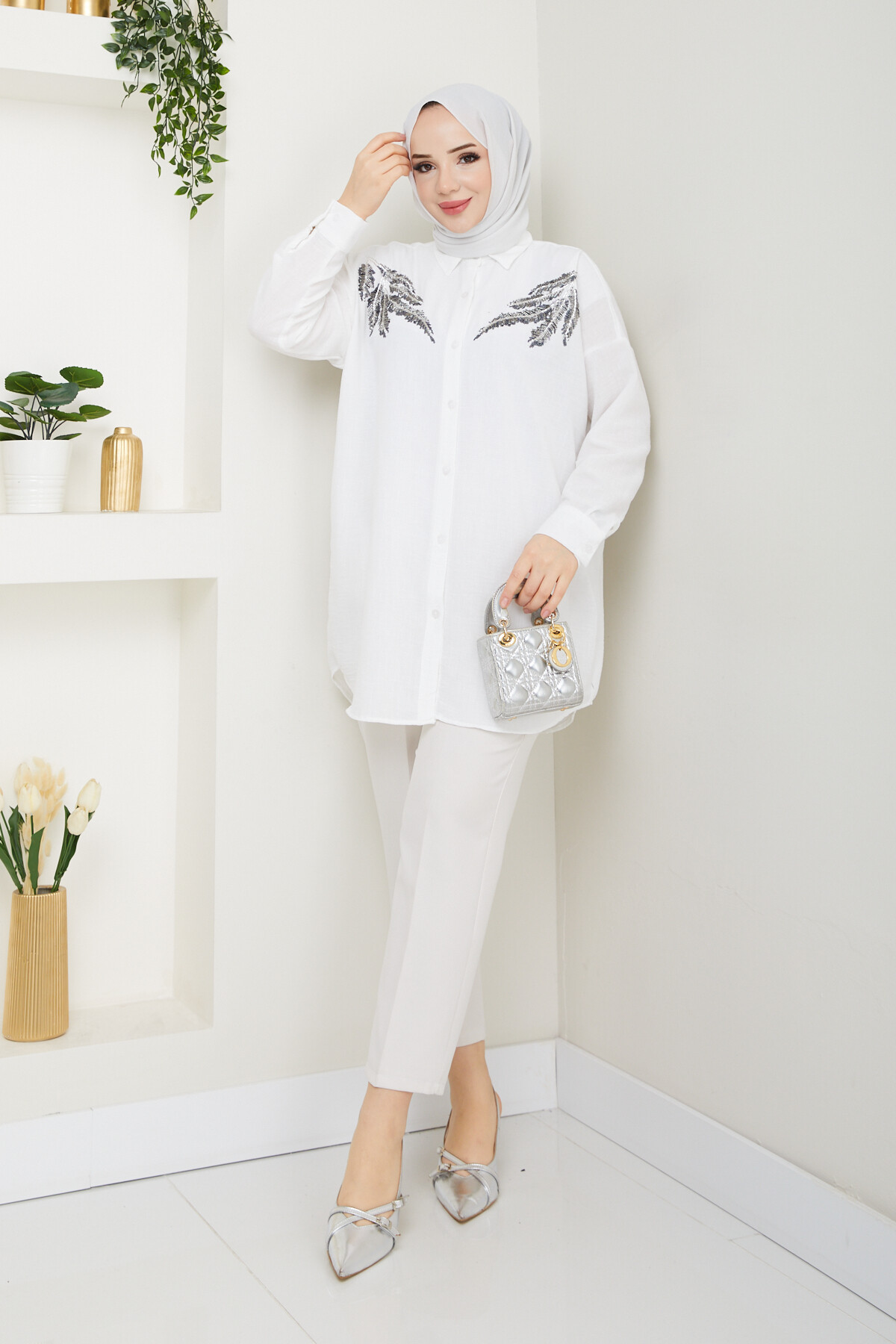 PL PULLU GÖMLEK -BEYAZ