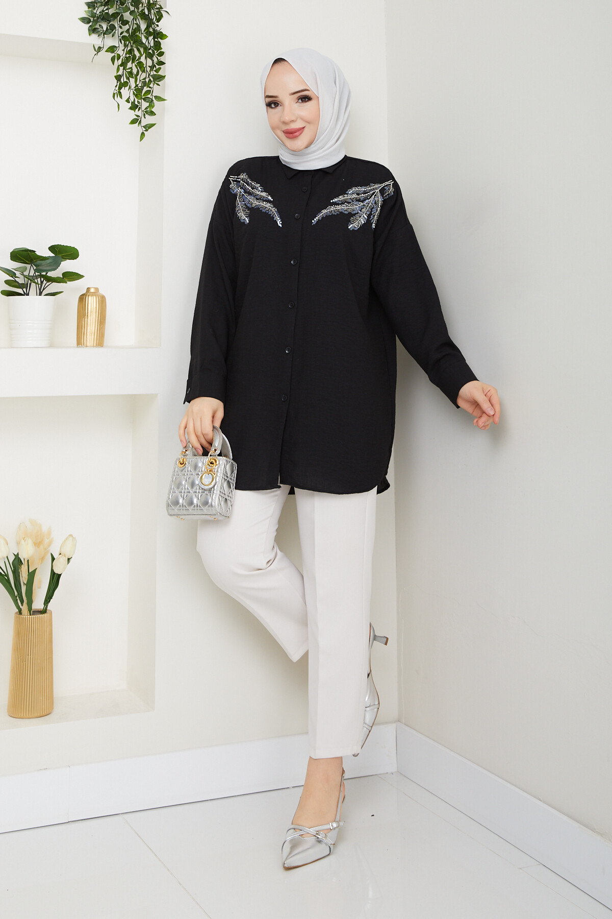 PL PULLU GÖMLEK -SİYAH