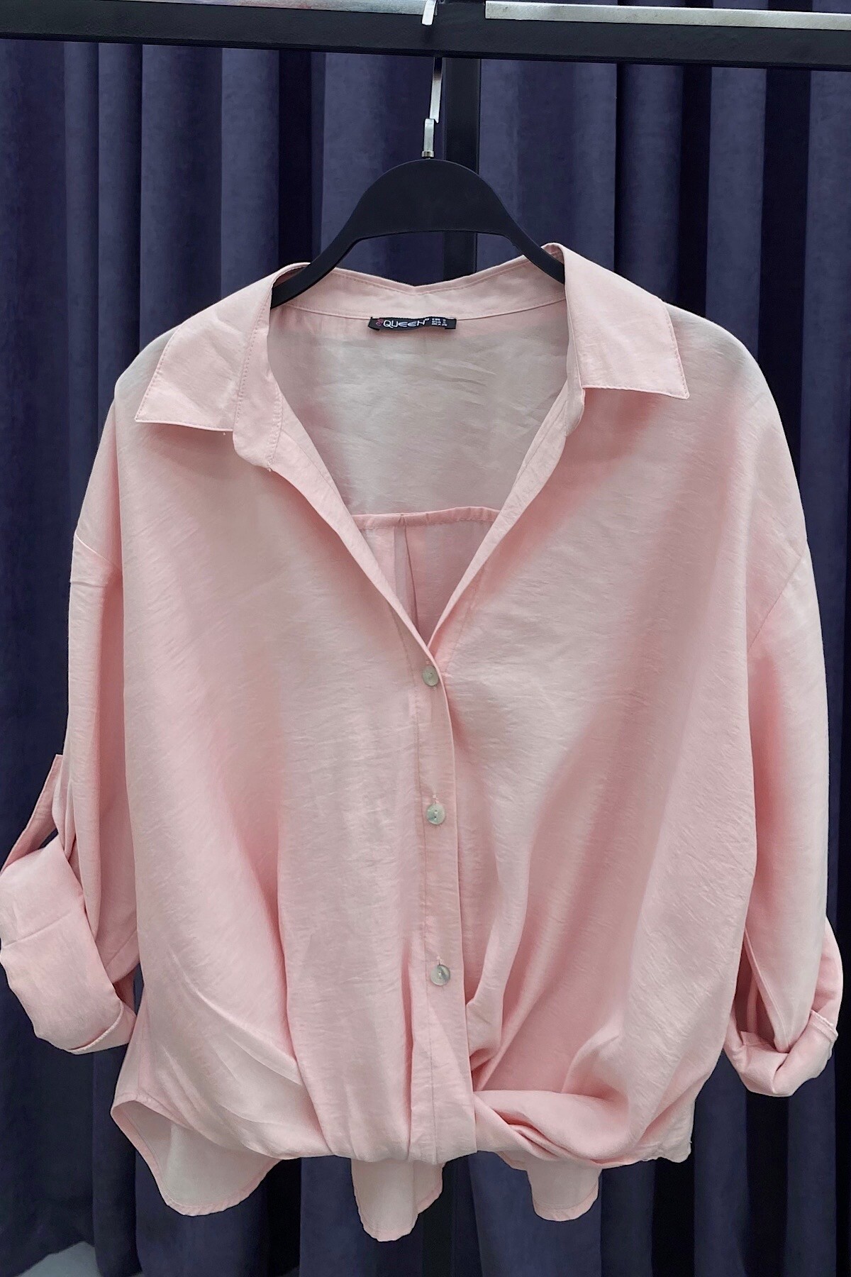 QN BURGULU GÖMLEK-PEMBE