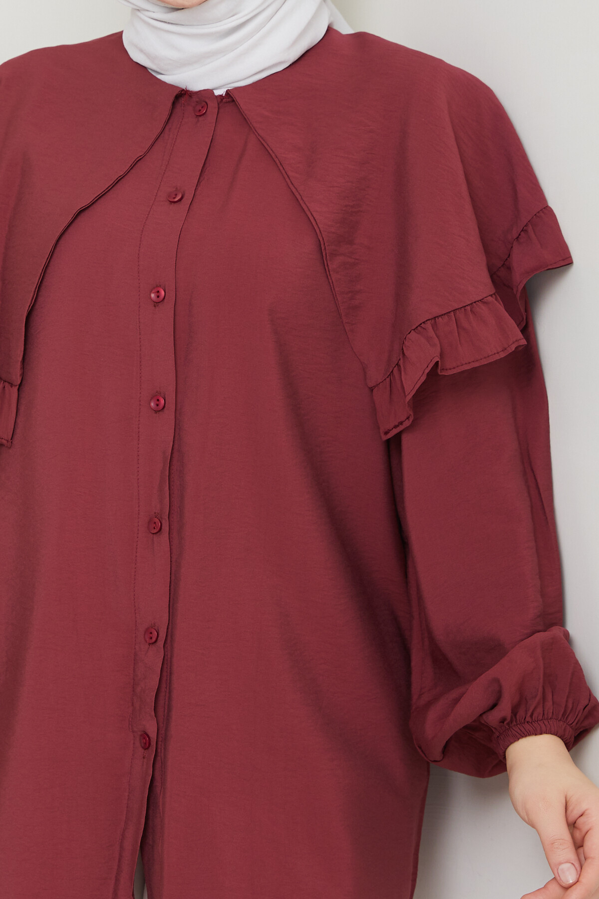 ŞAL YAKA TUNİK-BORDO