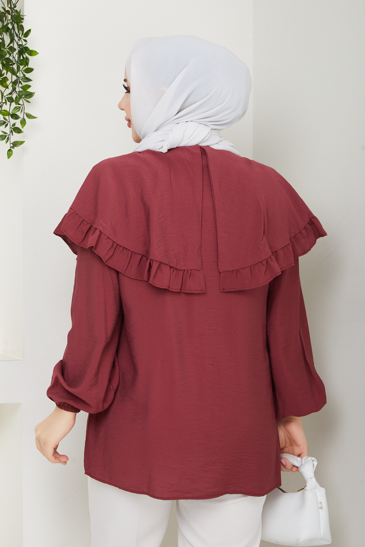 ŞAL YAKA TUNİK-BORDO