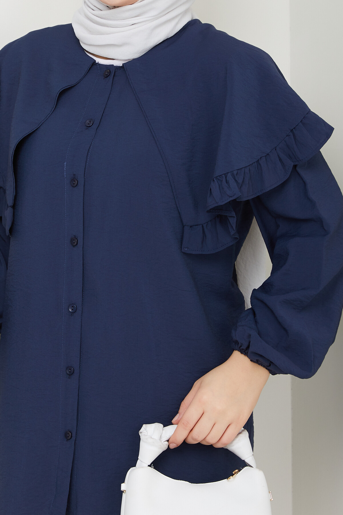 ŞAL YAKA TUNİK-LACİVERT