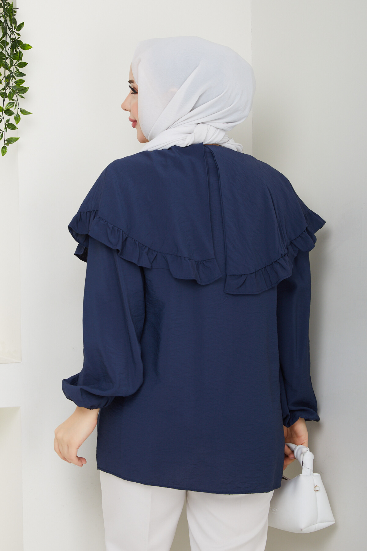 ŞAL YAKA TUNİK-LACİVERT