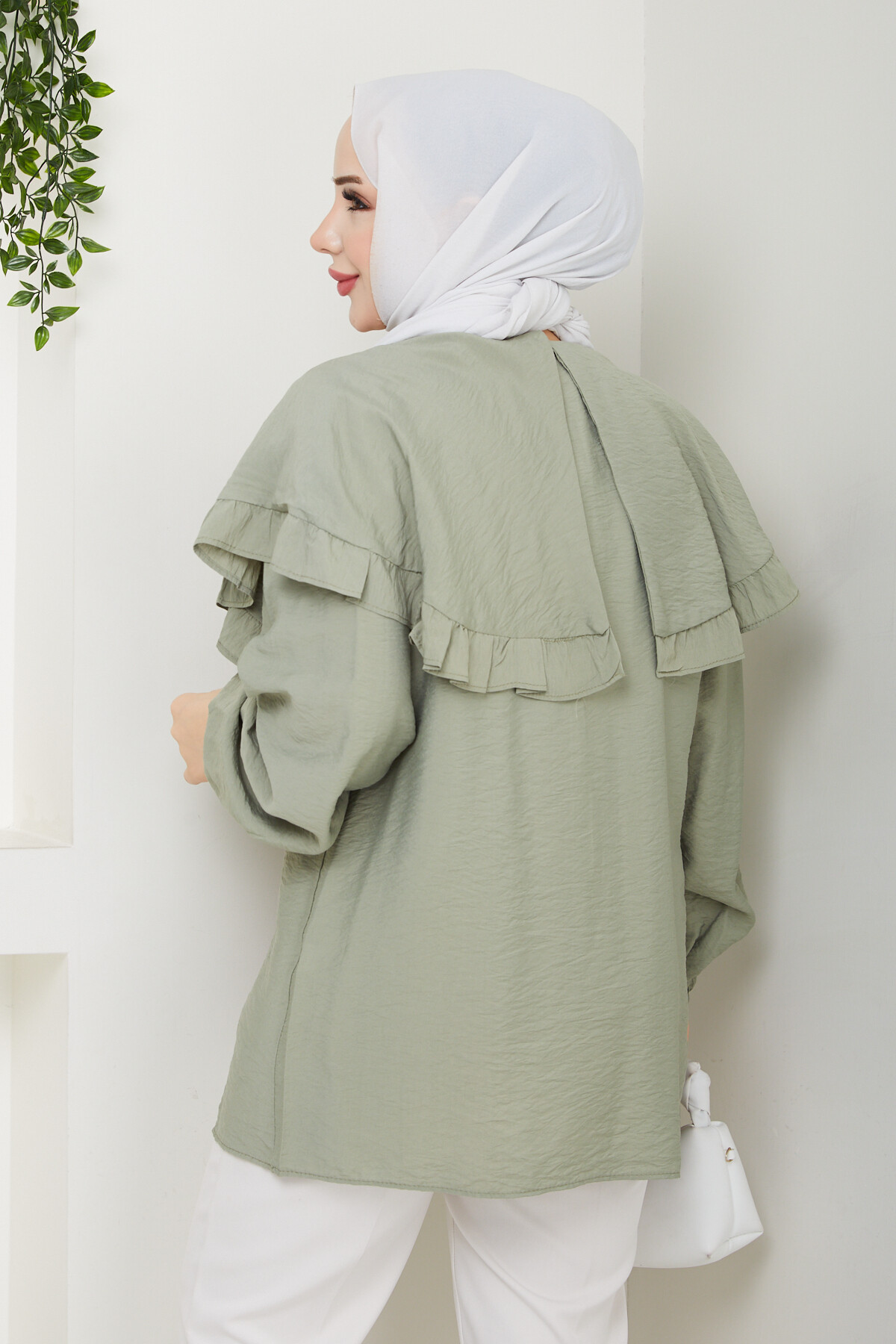 ŞAL YAKA TUNİK-MİNT YEŞİLİ