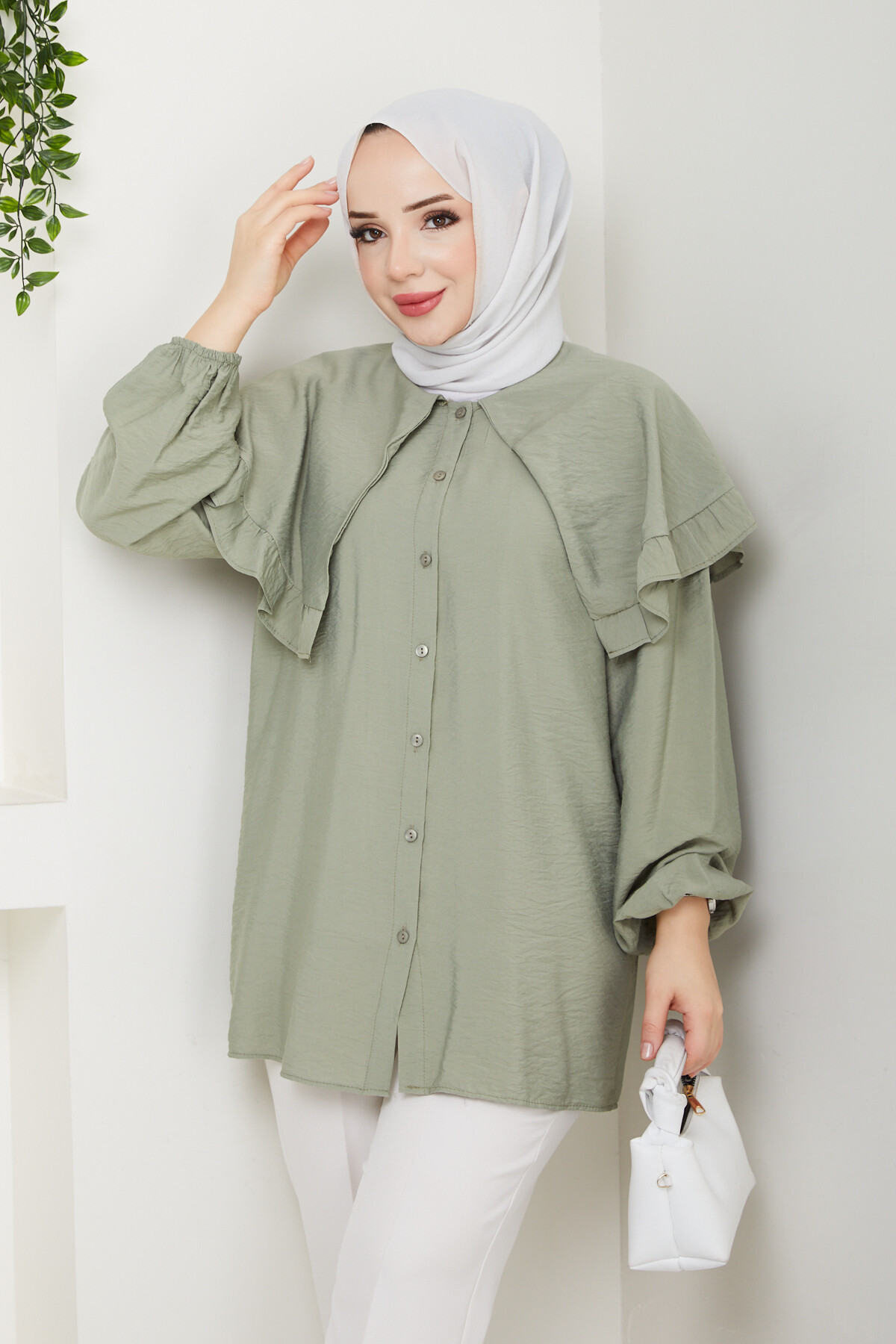 ŞAL YAKA TUNİK-MİNT YEŞİLİ