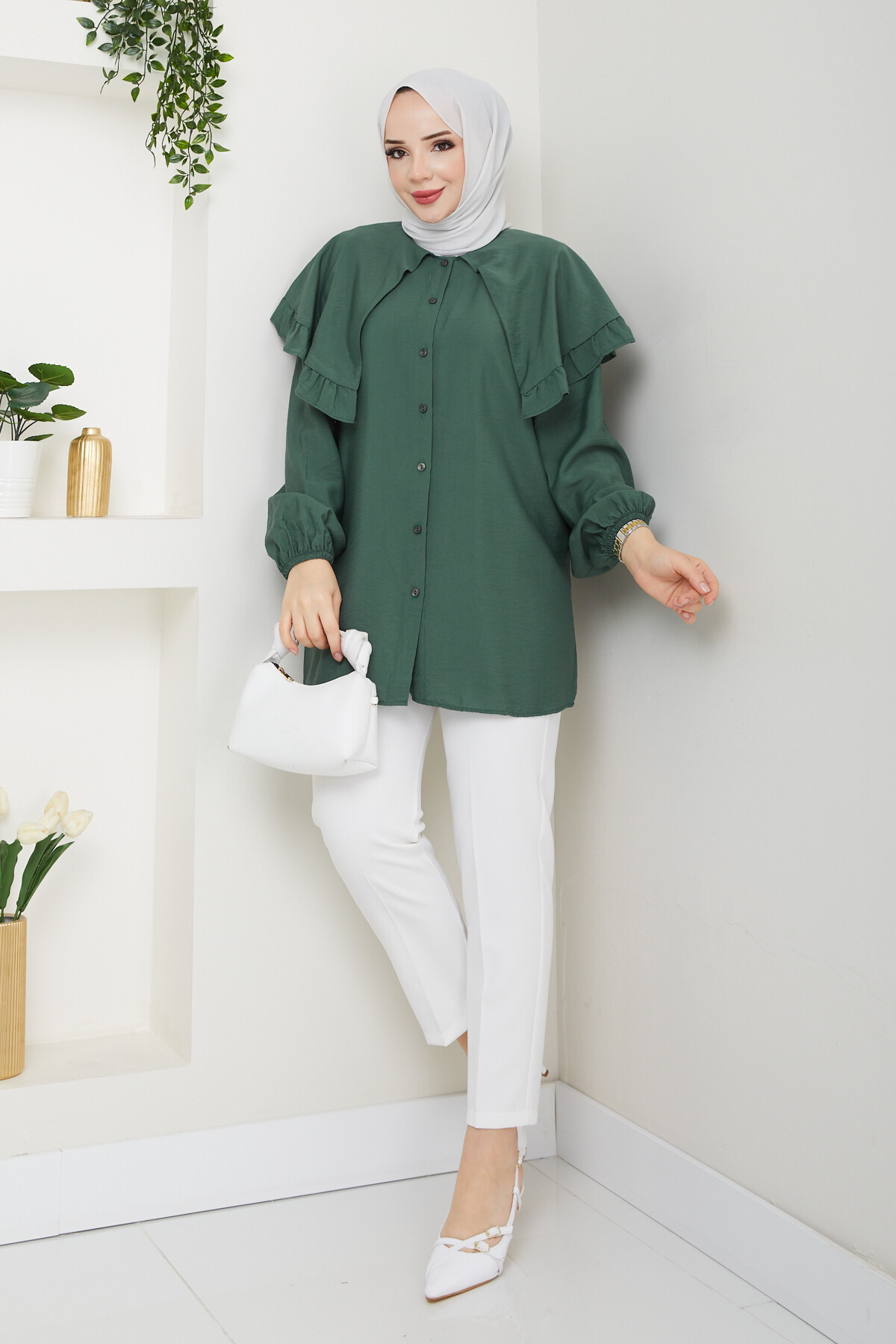 ŞAL YAKA TUNİK-YEŞİL