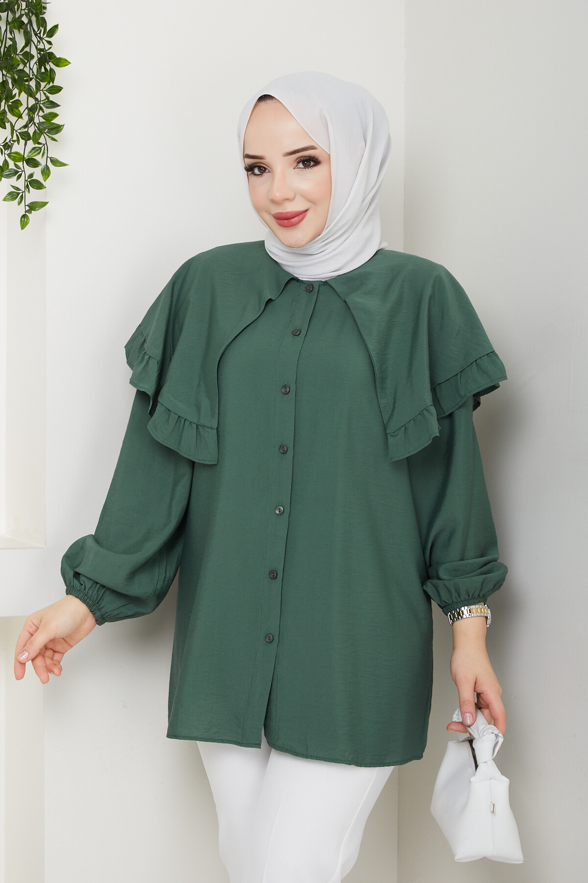 ŞAL YAKA TUNİK-YEŞİL