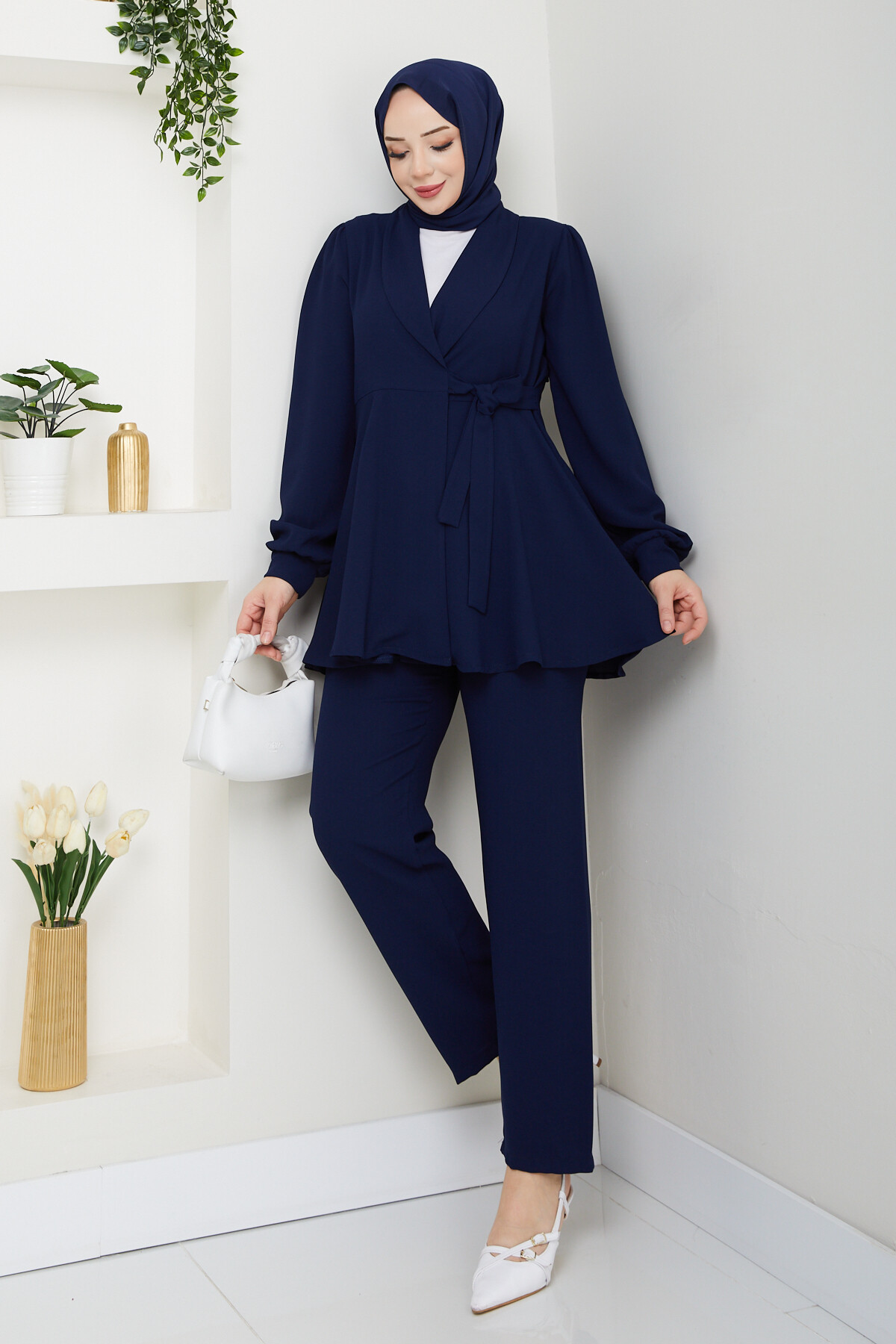 TN KUŞAK CEKETLİ TAKIM - LACİVERT