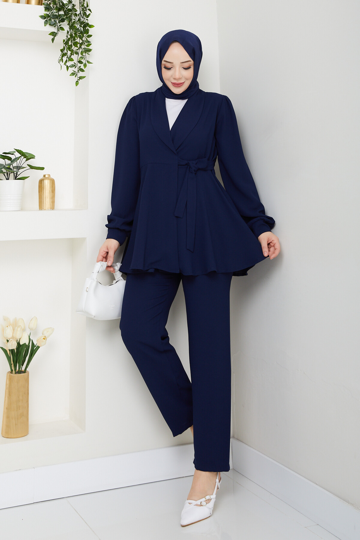 TN KUŞAK CEKETLİ TAKIM - LACİVERT