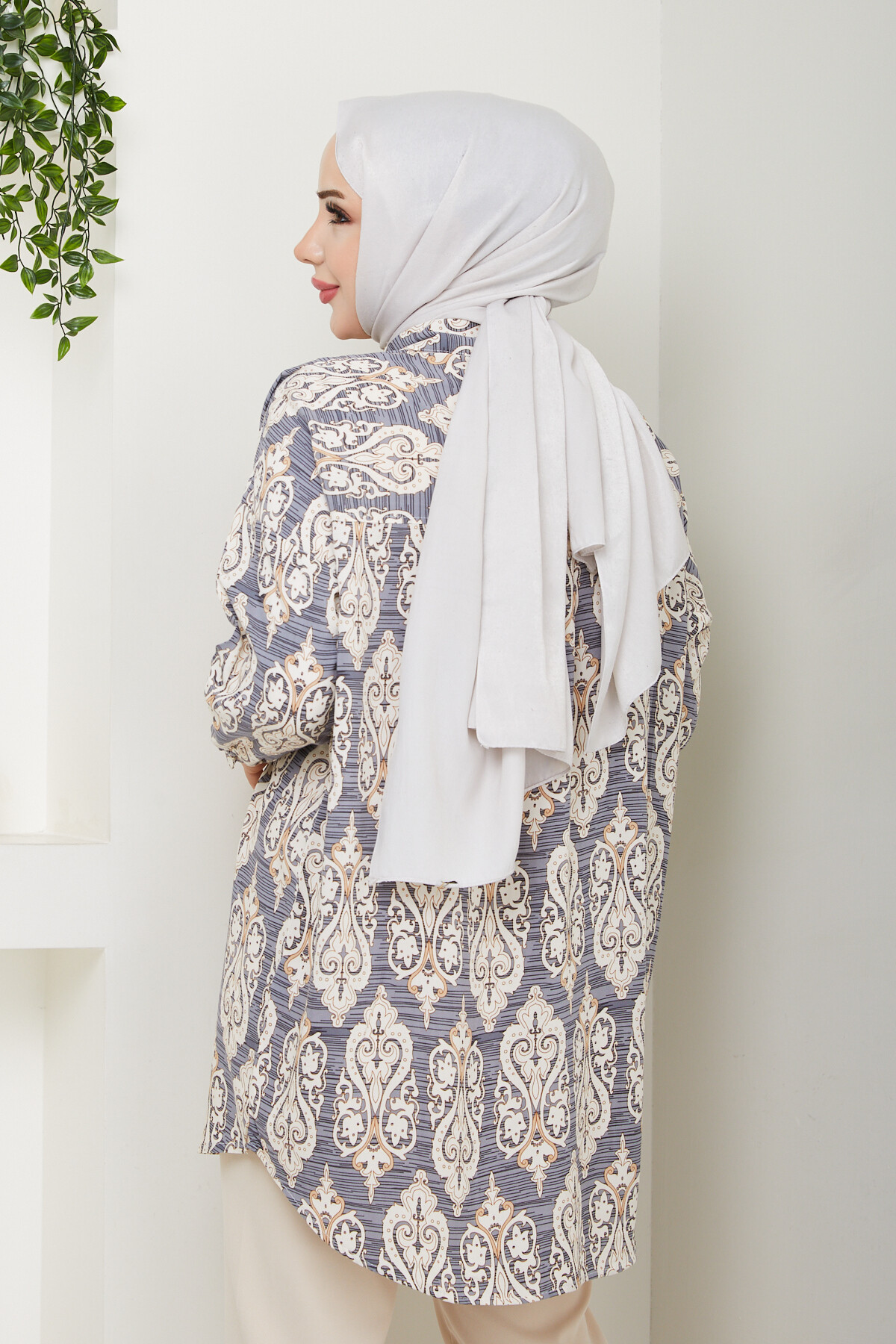 VİNTAGE DESEN GÖMLEK-GRİ