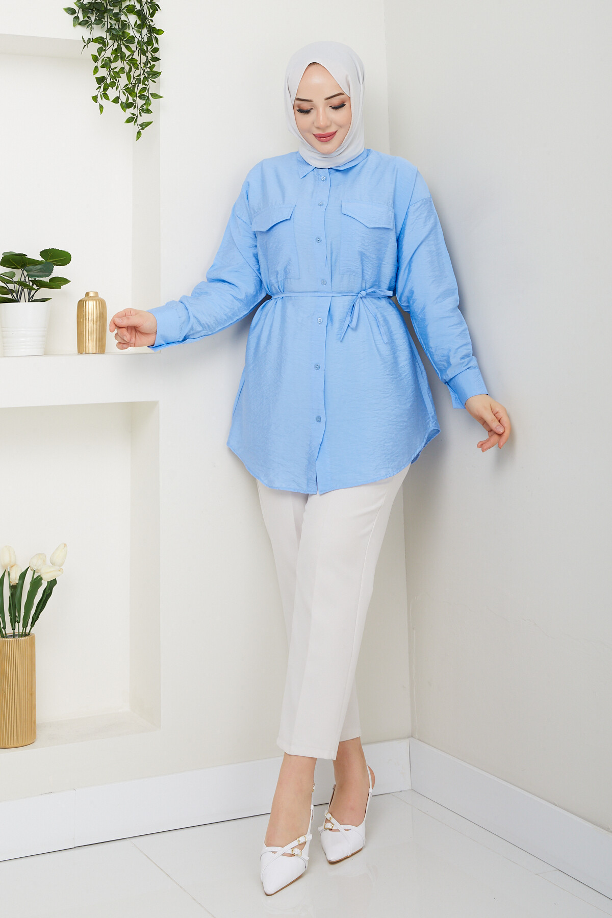 VİO ÇİFT KAPAKLI GÖMLEK-BEBE MAVİ