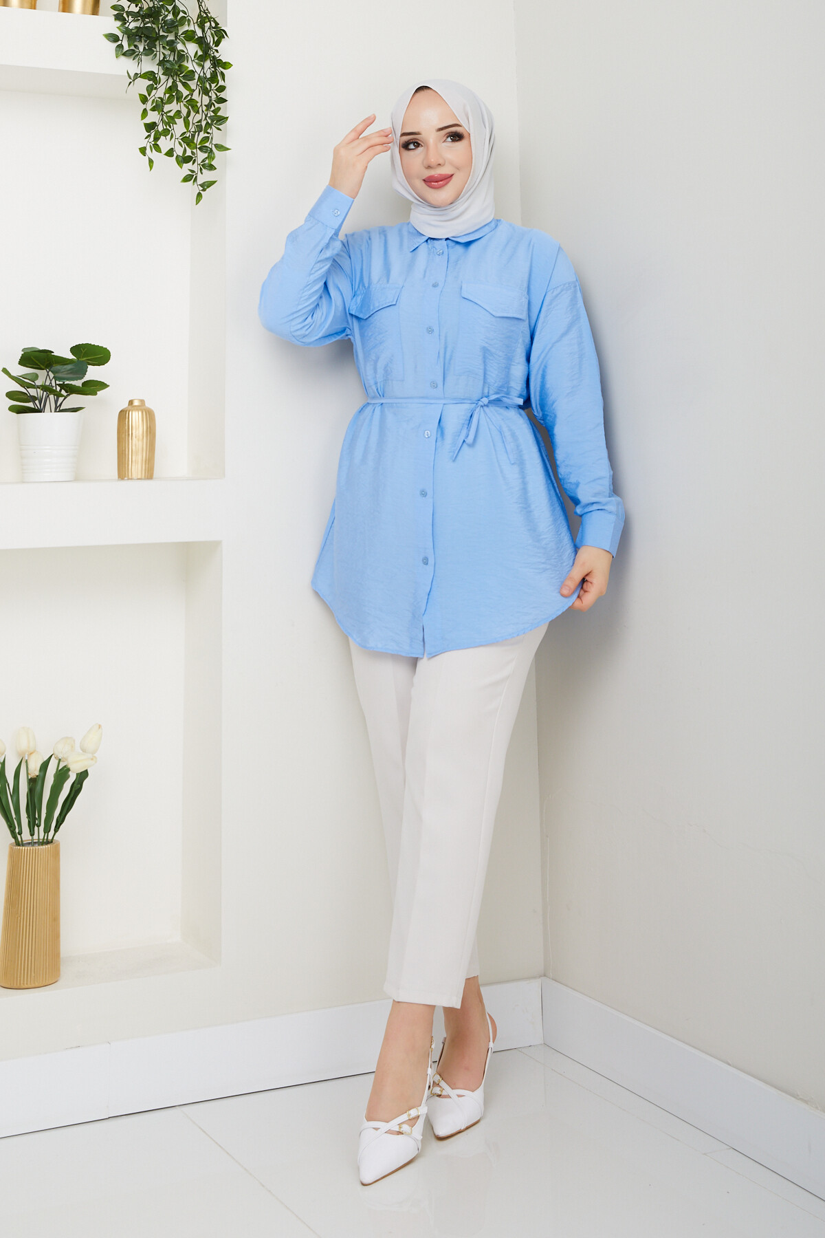 VİO ÇİFT KAPAKLI GÖMLEK-BEBE MAVİ