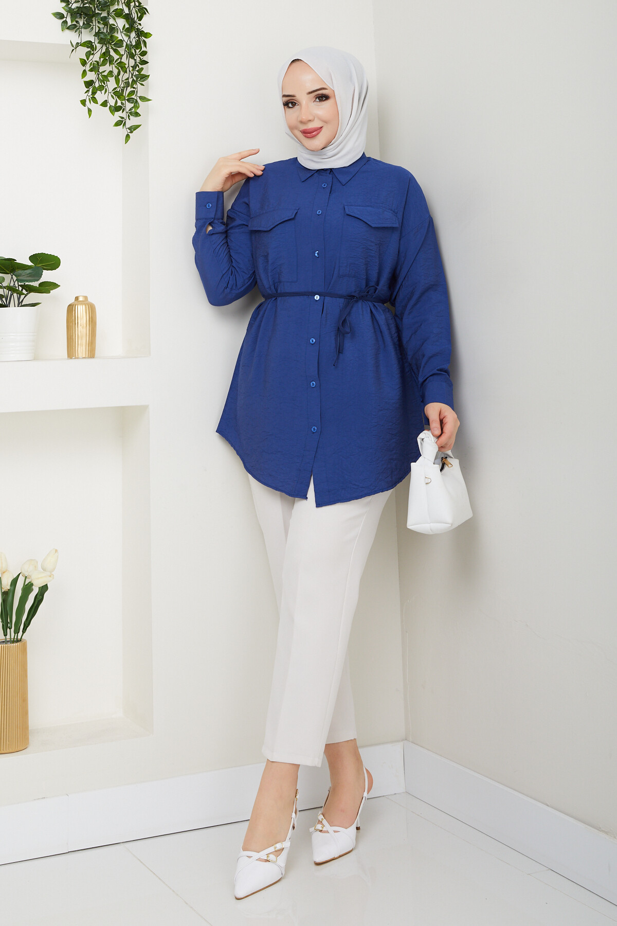 VİO ÇİFT KAPAKLI GÖMLEK-LACİVERT