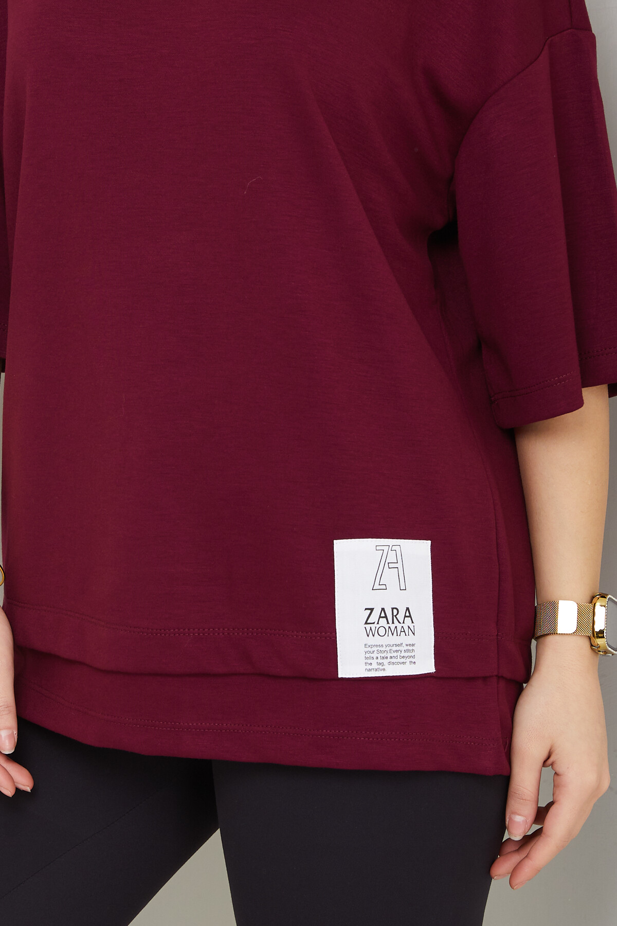 ZARA DİKİŞ DETAY TSHİRT-BORDO