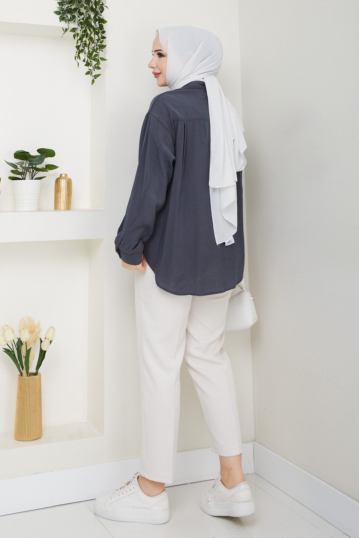 ZR MODEL TENSEL GÖMLEK-ANTRASİT