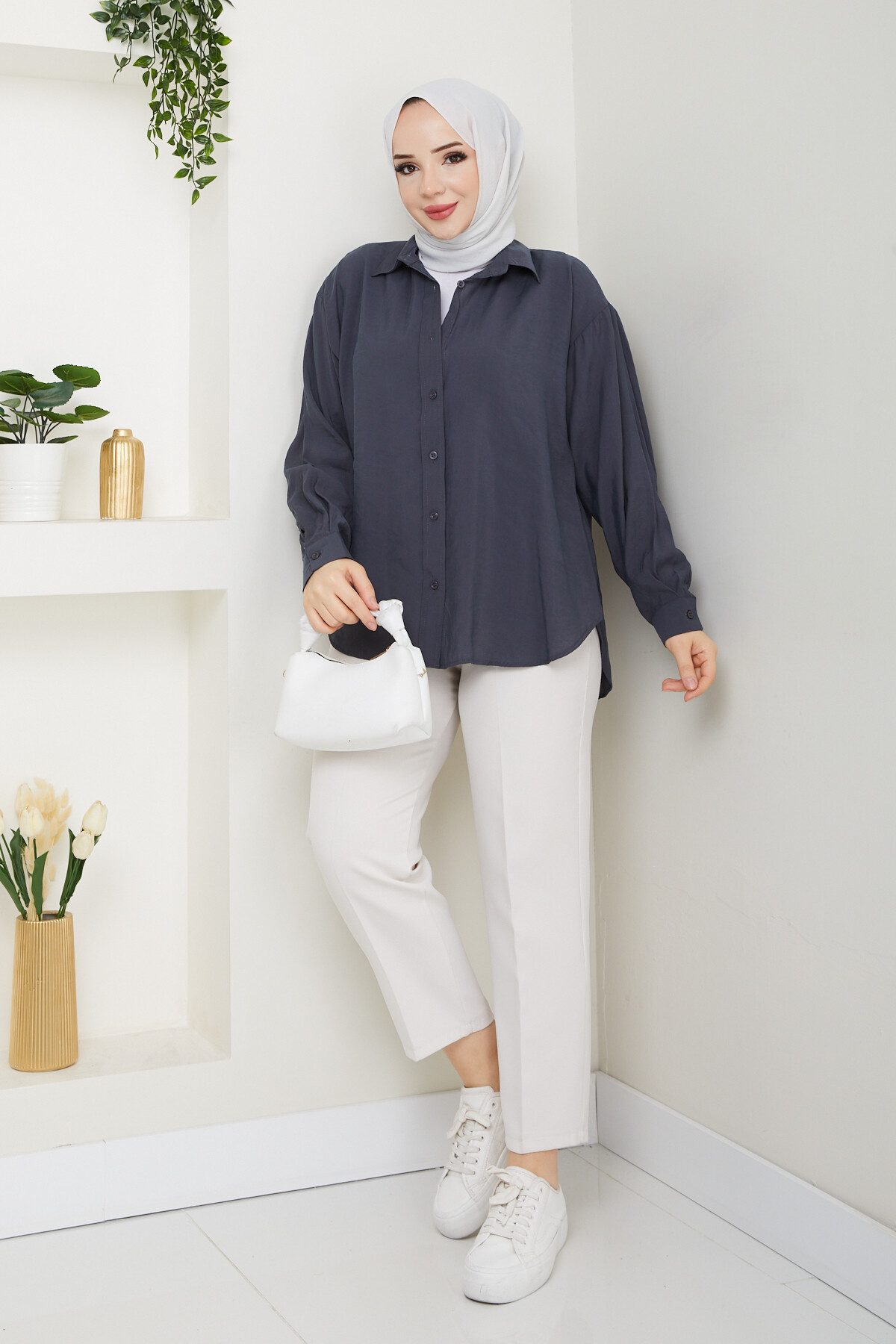 ZR MODEL TENSEL GÖMLEK-ANTRASİT