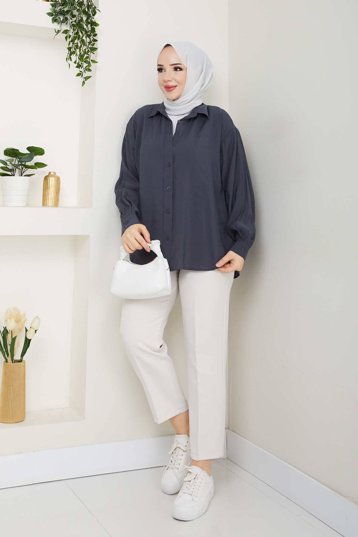 ZR MODEL TENSEL GÖMLEK-ANTRASİT