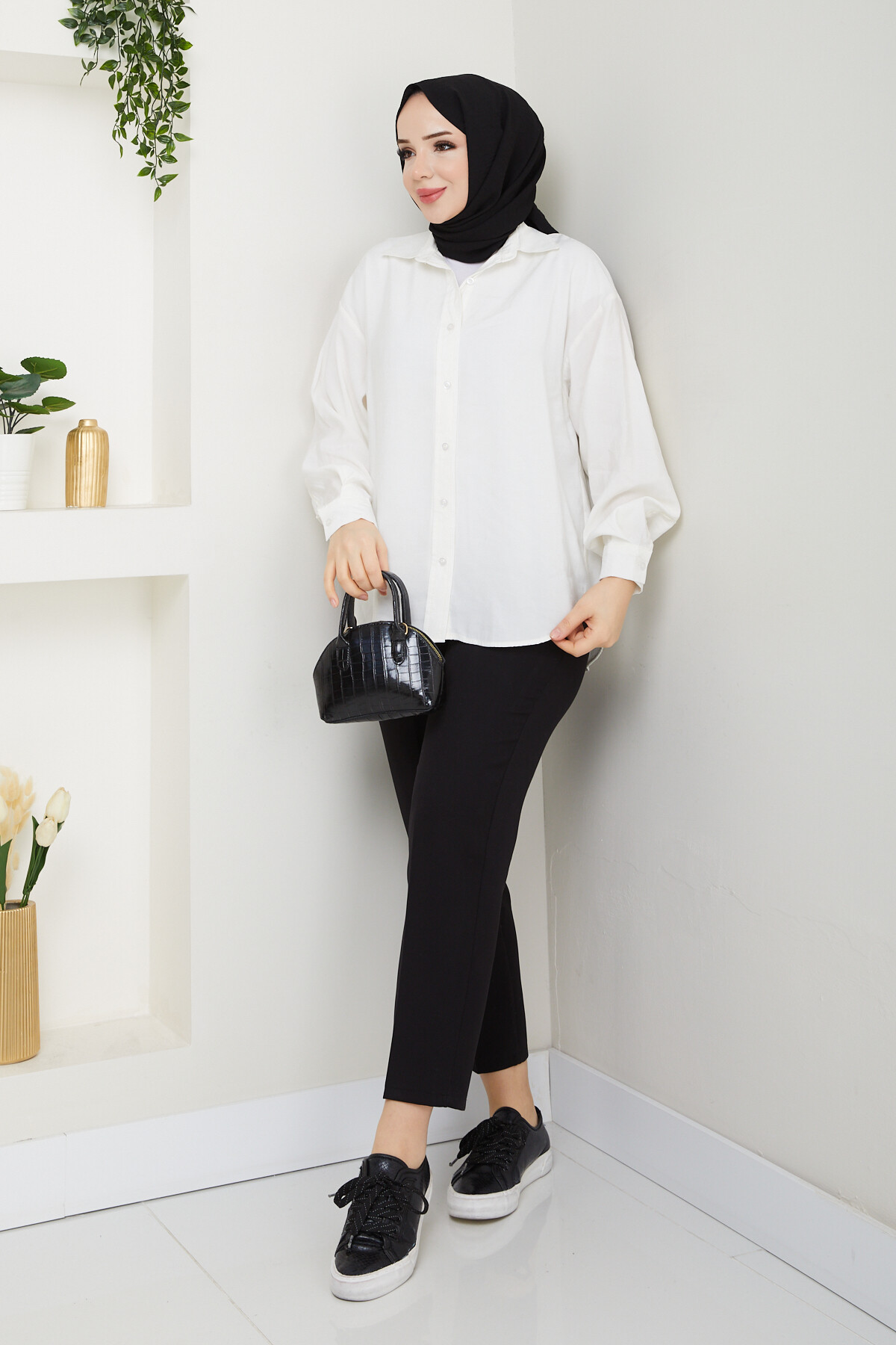 ZR MODEL TENSEL GÖMLEK-BEYAZ