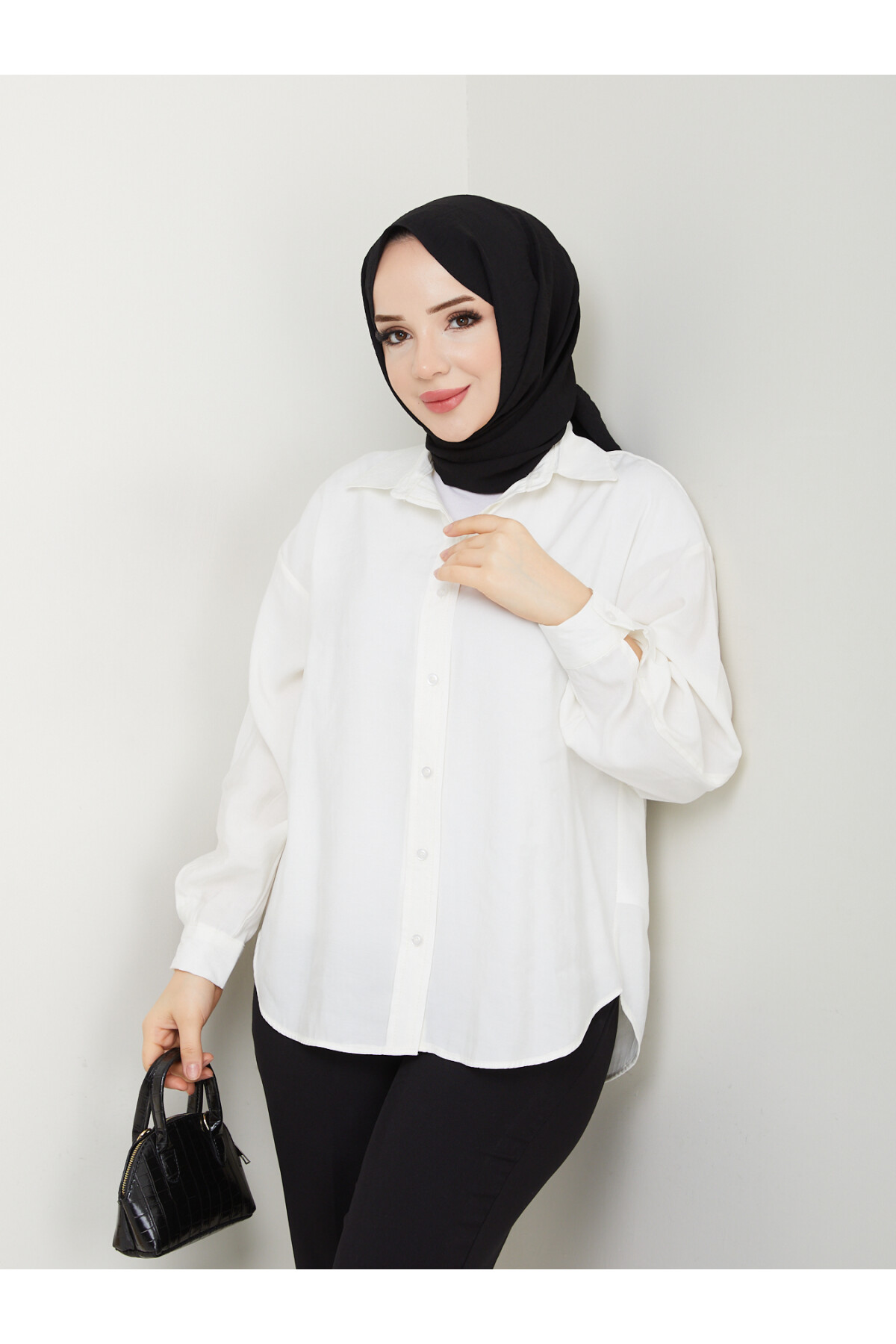 ZR MODEL TENSEL GÖMLEK-BEYAZ