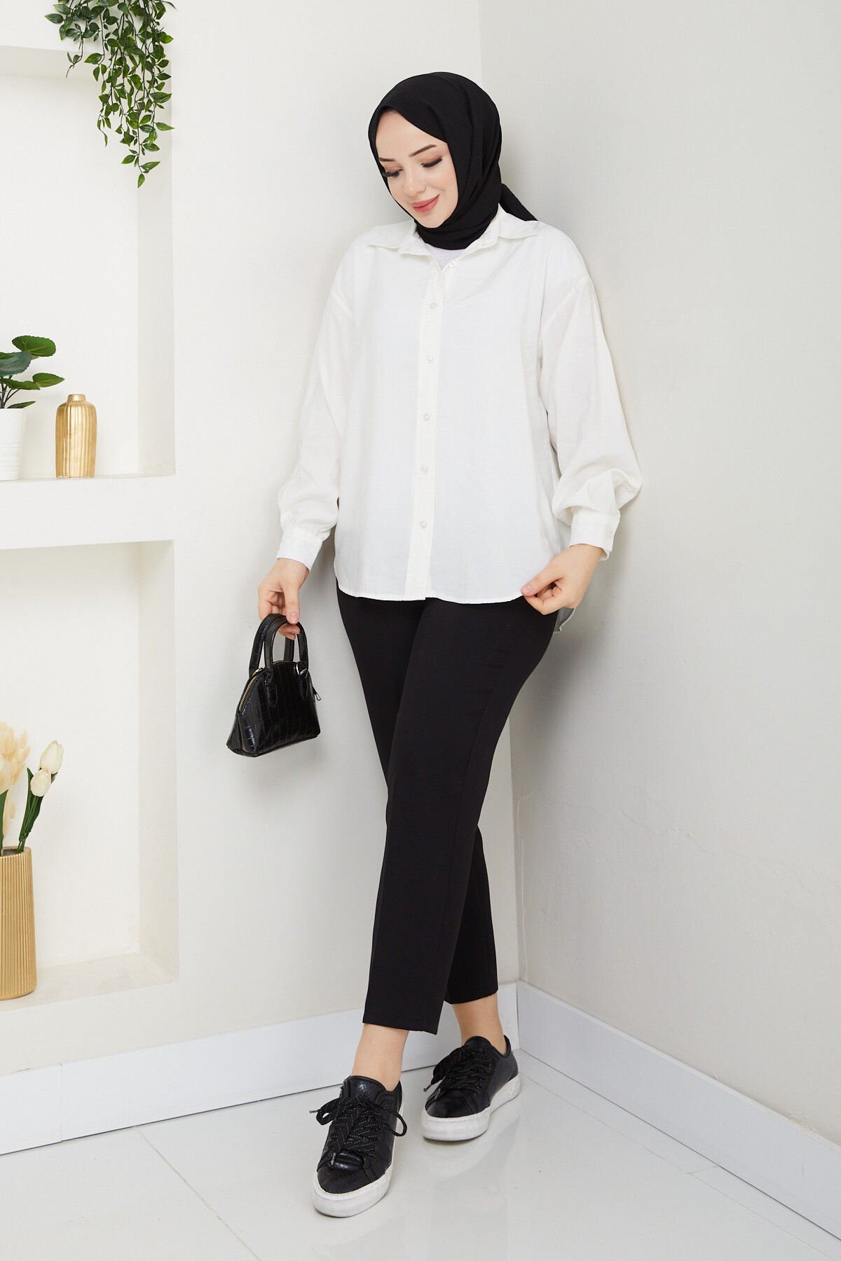 ZR MODEL TENSEL GÖMLEK-BEYAZ