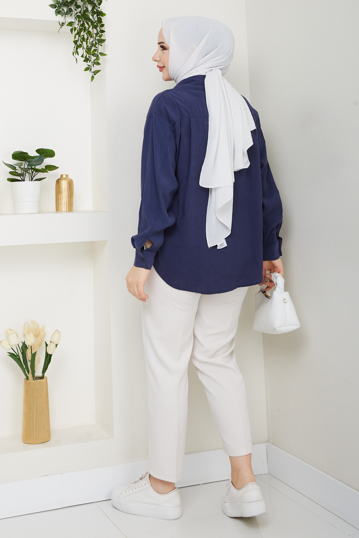 ZR MODEL TENSEL GÖMLEK-LACİVERT