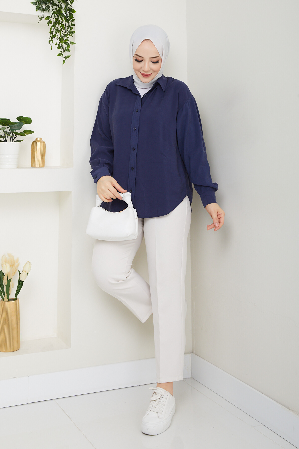 ZR MODEL TENSEL GÖMLEK-LACİVERT