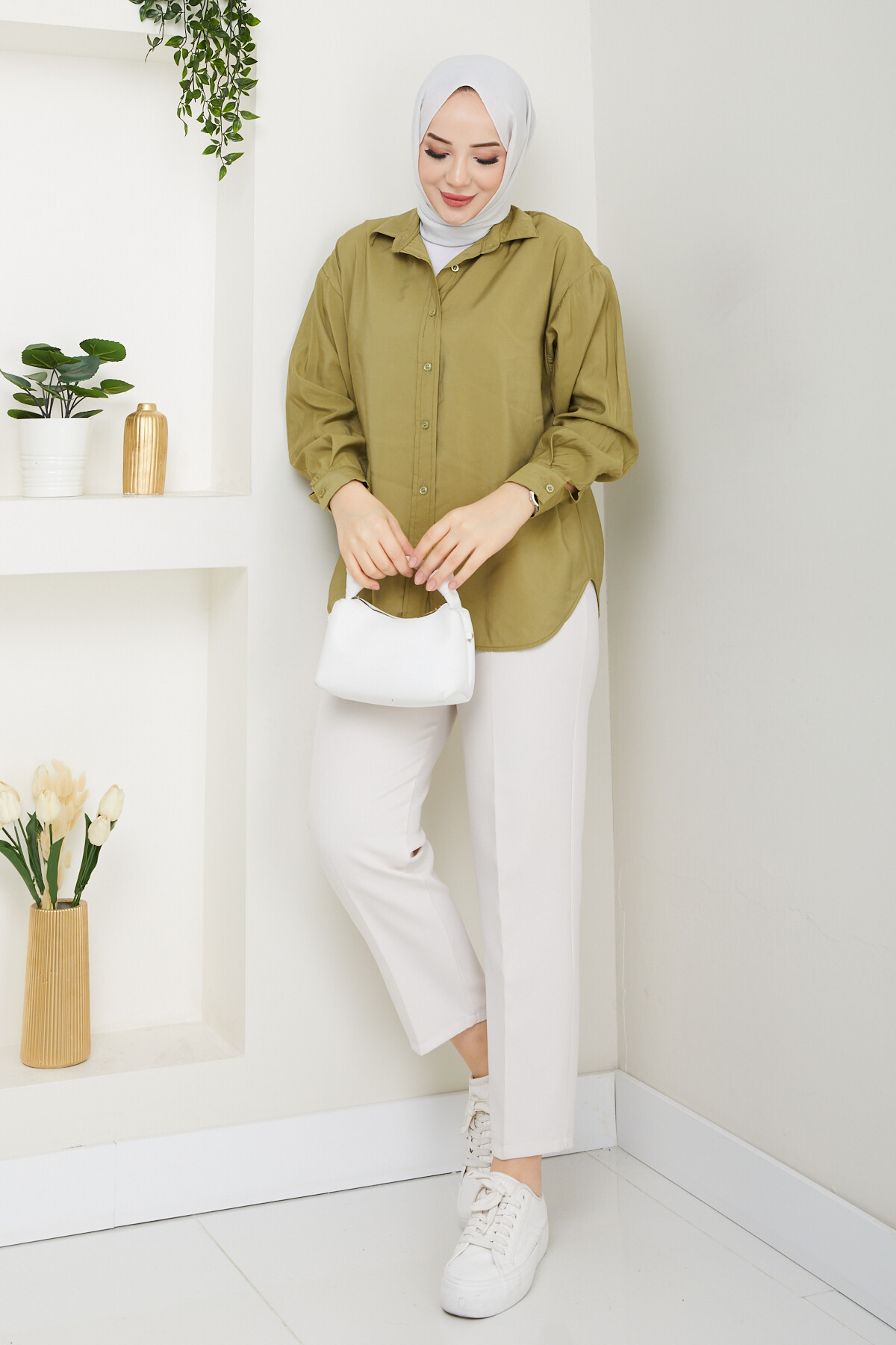 ZR MODEL TENSEL GÖMLEK-YEŞİL