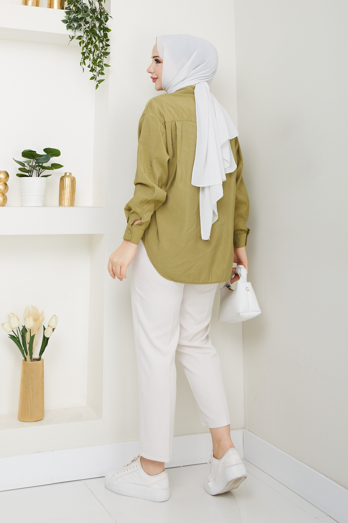 ZR MODEL TENSEL GÖMLEK-YEŞİL