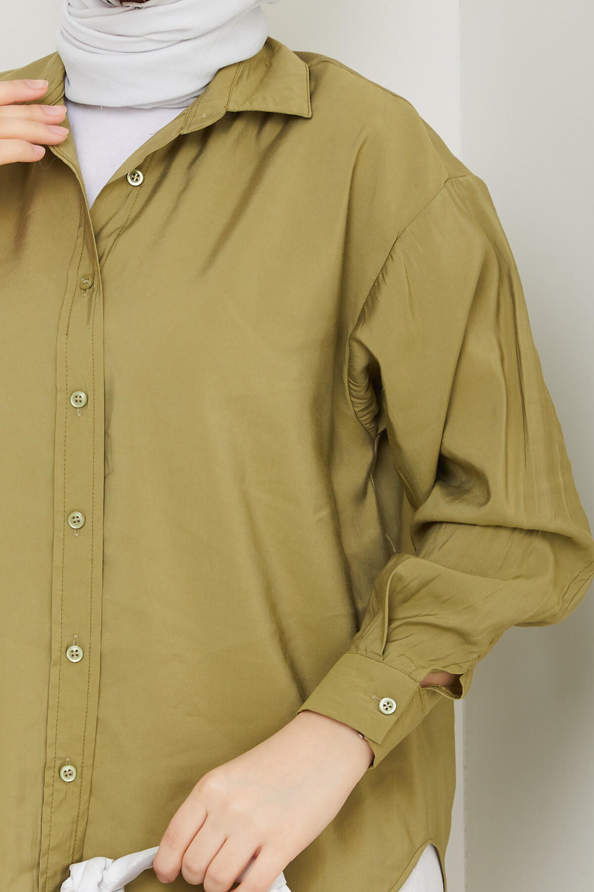 ZR MODEL TENSEL GÖMLEK-YEŞİL