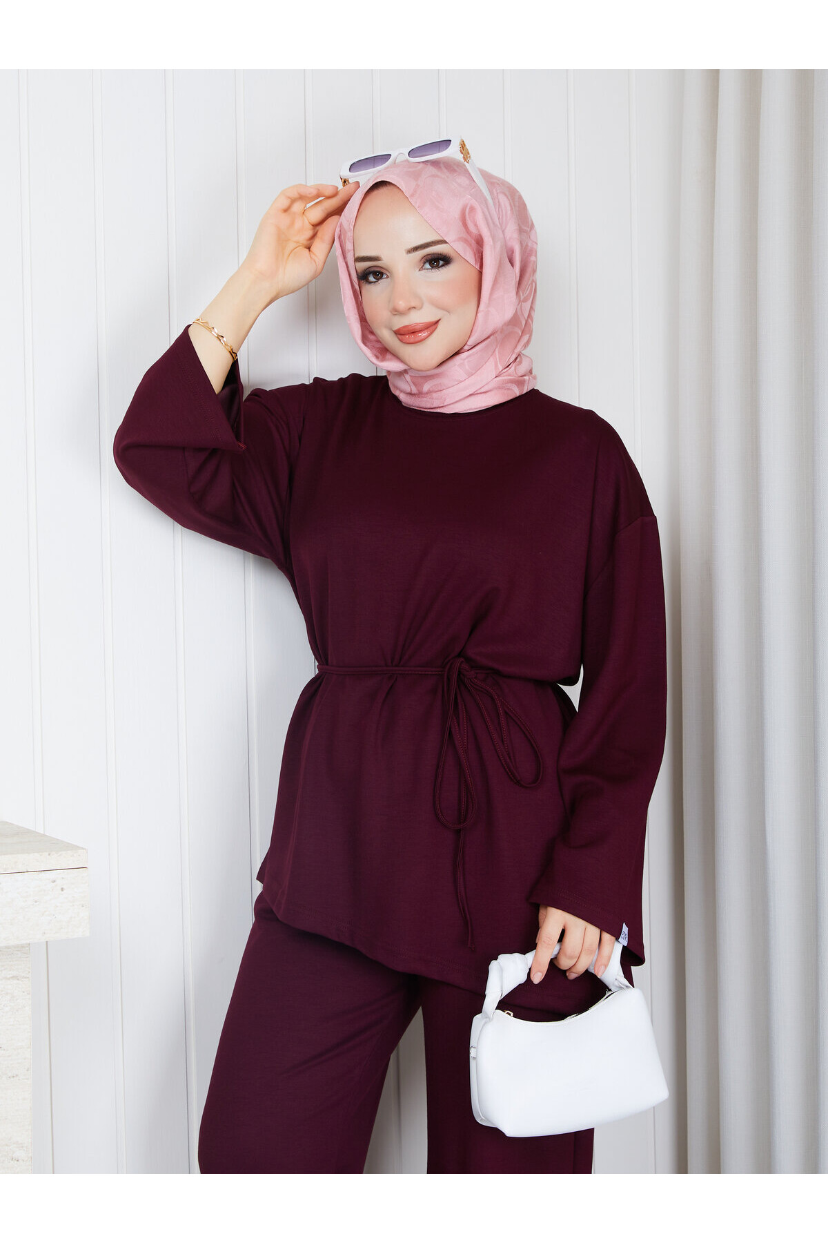 0006-Asimetrik Kesim Takım-Bordo