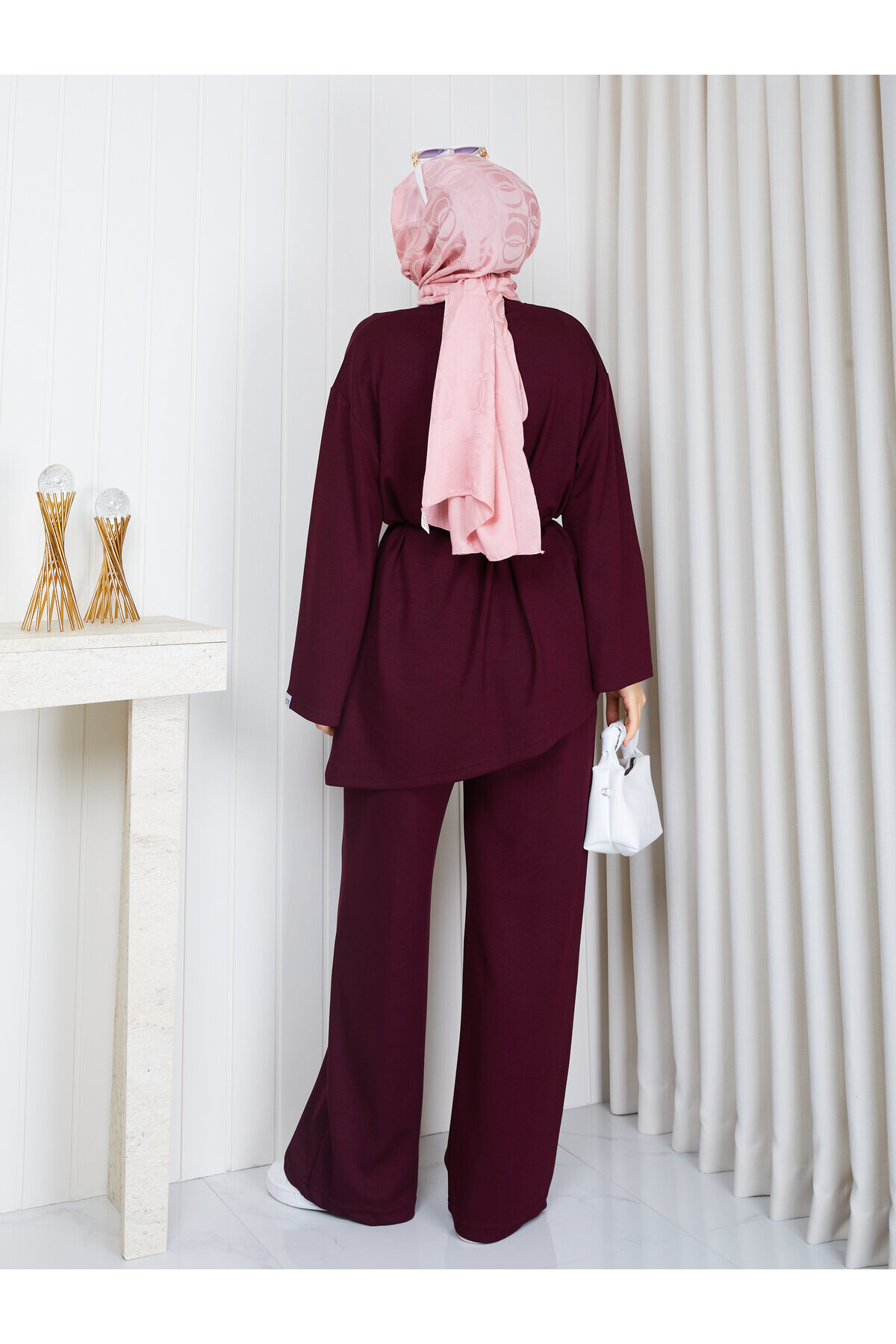 0006-Asimetrik Kesim Takım-Bordo