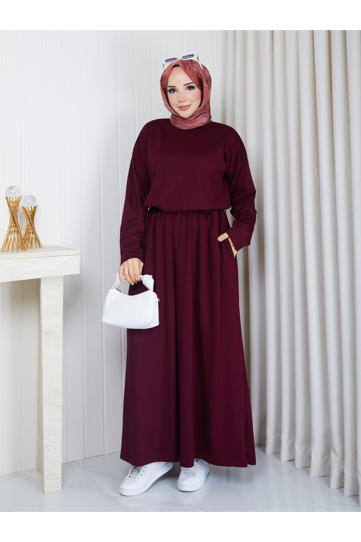 0101 Etek Pantolon Oysho Takım-Bordo