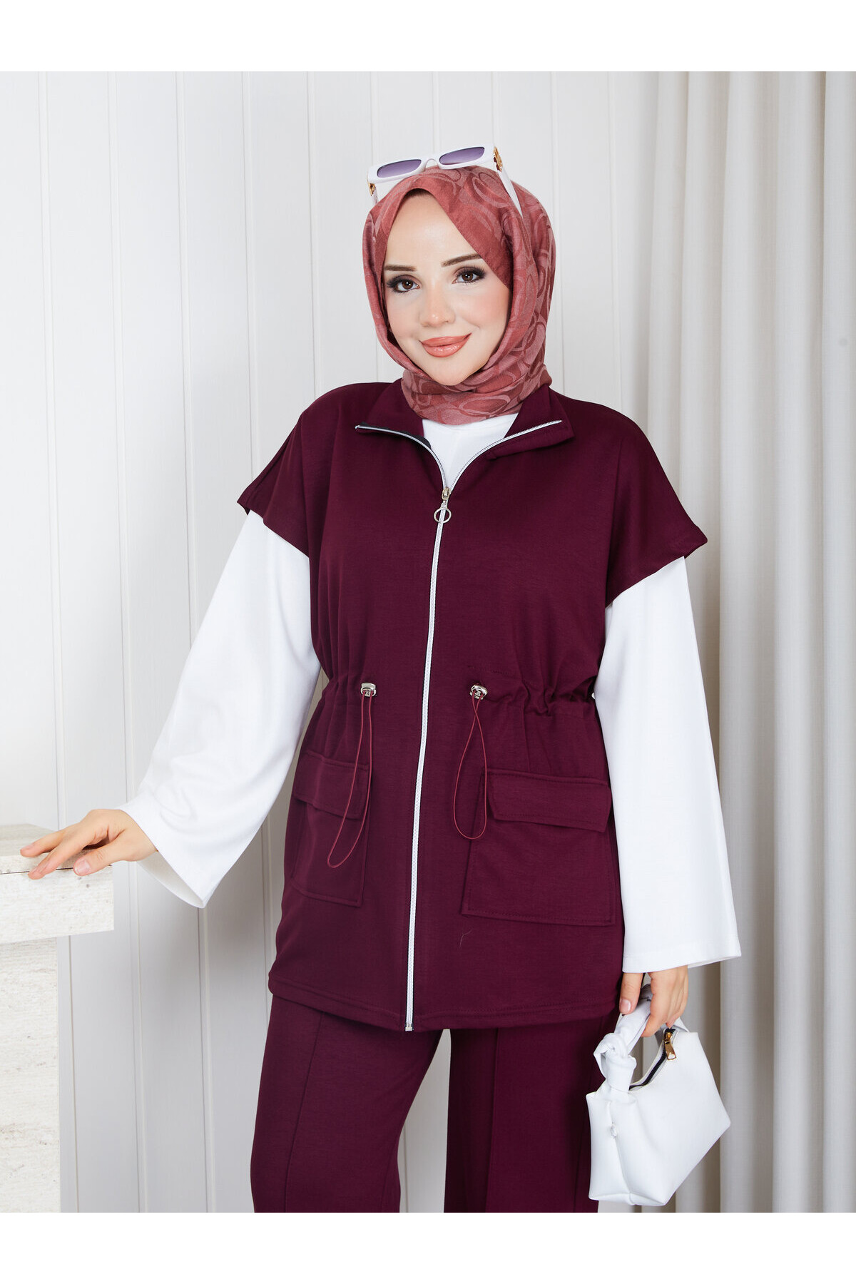 0202 Fermuarlı Oysho Takım-Bordo