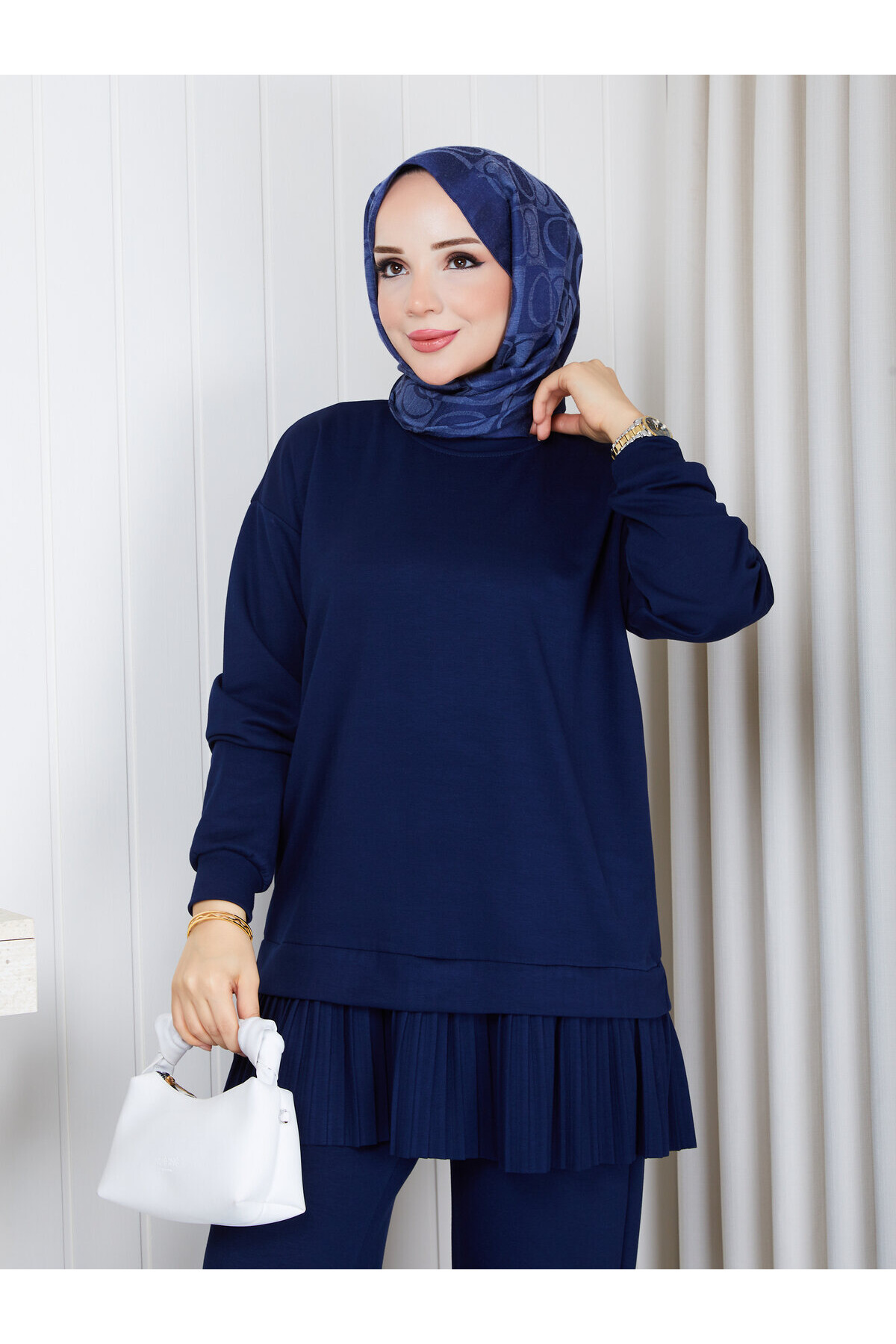 0501 Pile Detaylı İkili Takım – Lacivert