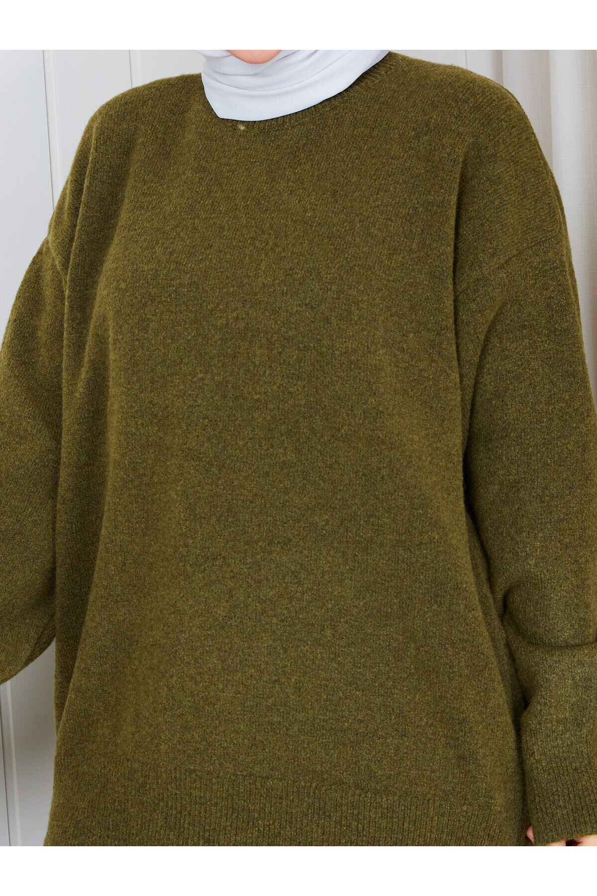 0966 Oversize Salaş Triko Kazak – Haki
