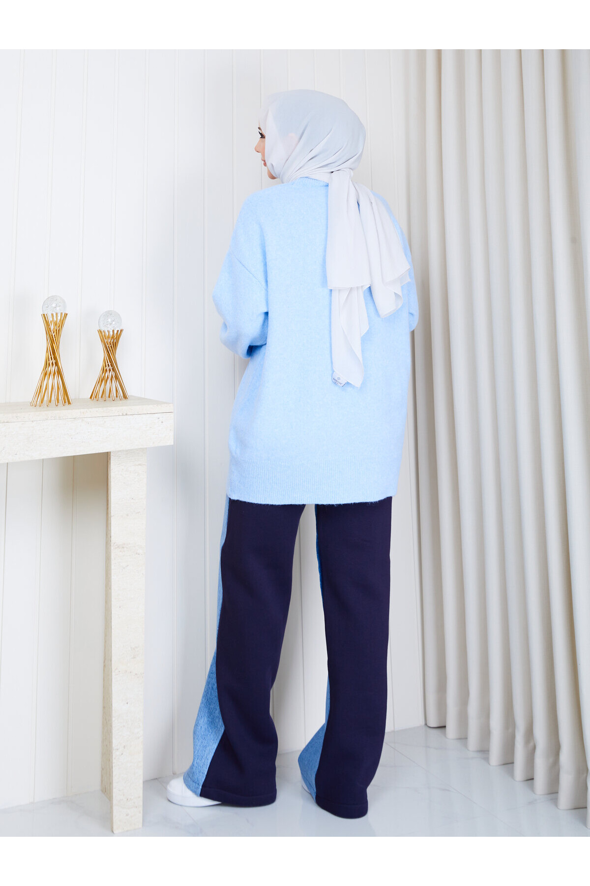 0967 Oversize Salaş Triko Kazak – Bebe Mavisi