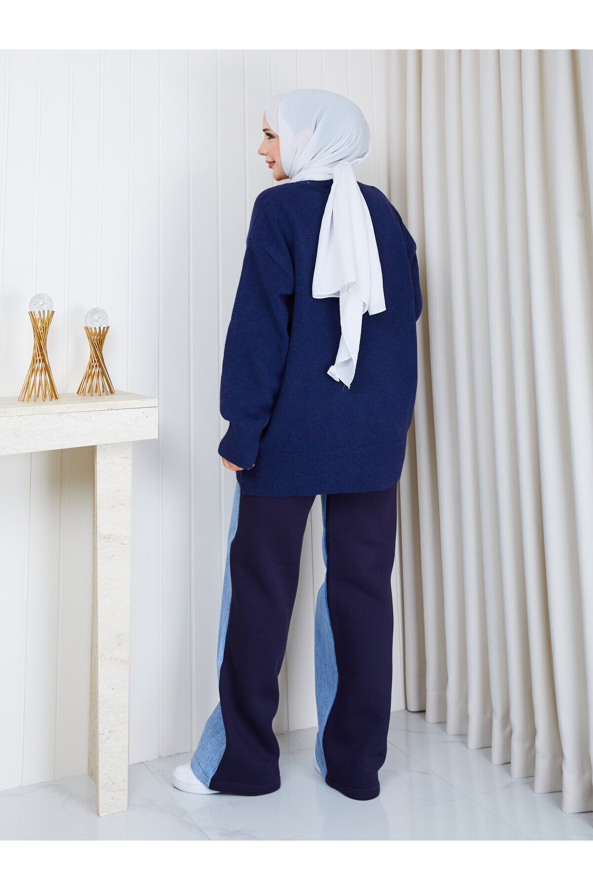 0970 Oversize Salaş Triko Kazak – Lacivert