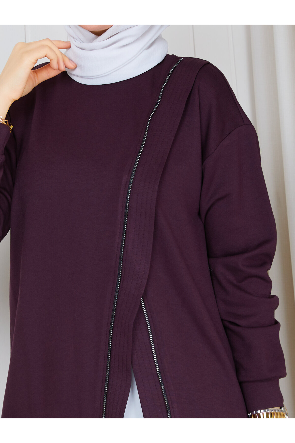 1113 Fermuar Detaylı Oversize Oysho Sweat-Mürdün