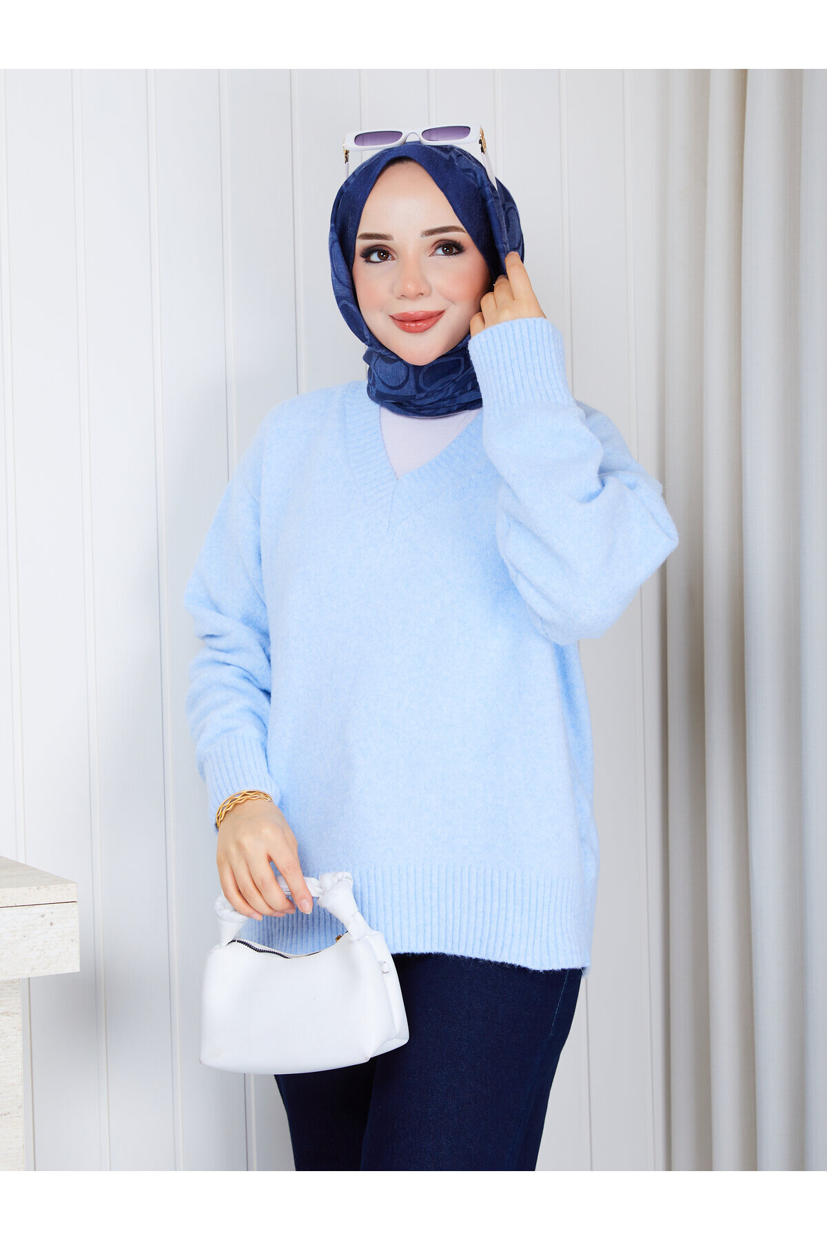 1235 V Yaka Basic Triko Kazak – Bebe Mavisi