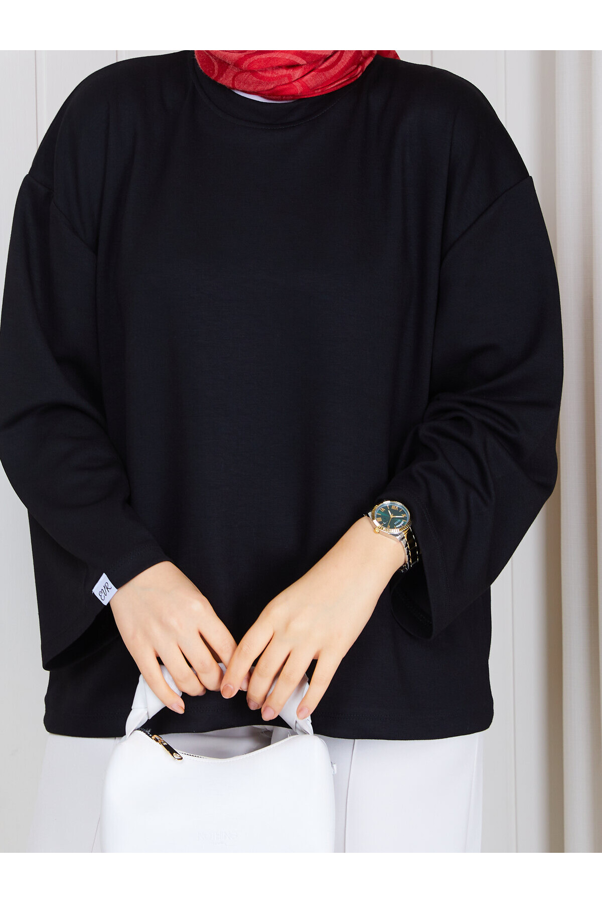 1902 Premium Oysho Kumaş Salaş Kesim Bisiklet Yaka Tunik – Siyah