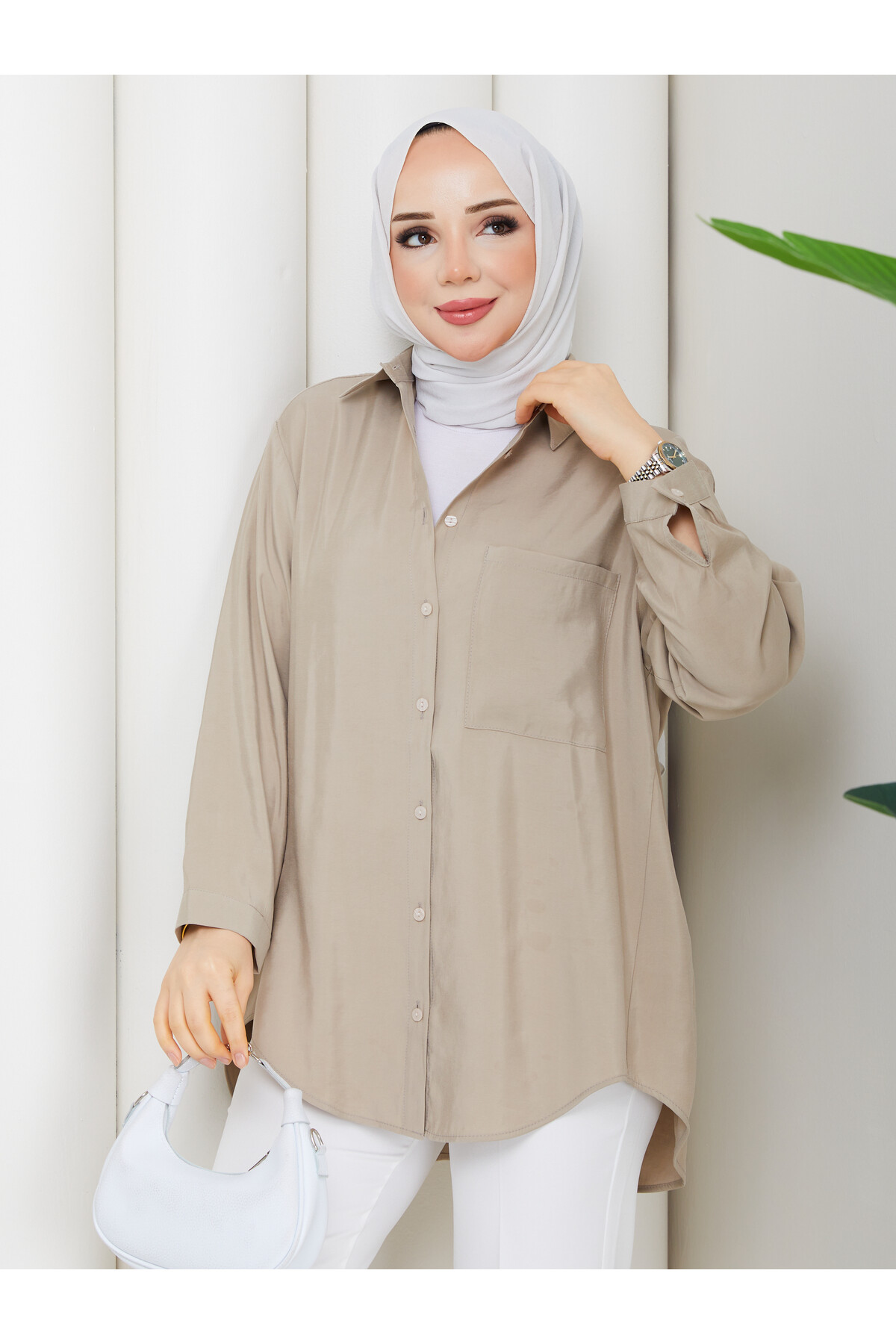 ALEX TEK CEP GÖMLEK - TAŞ RENGİ