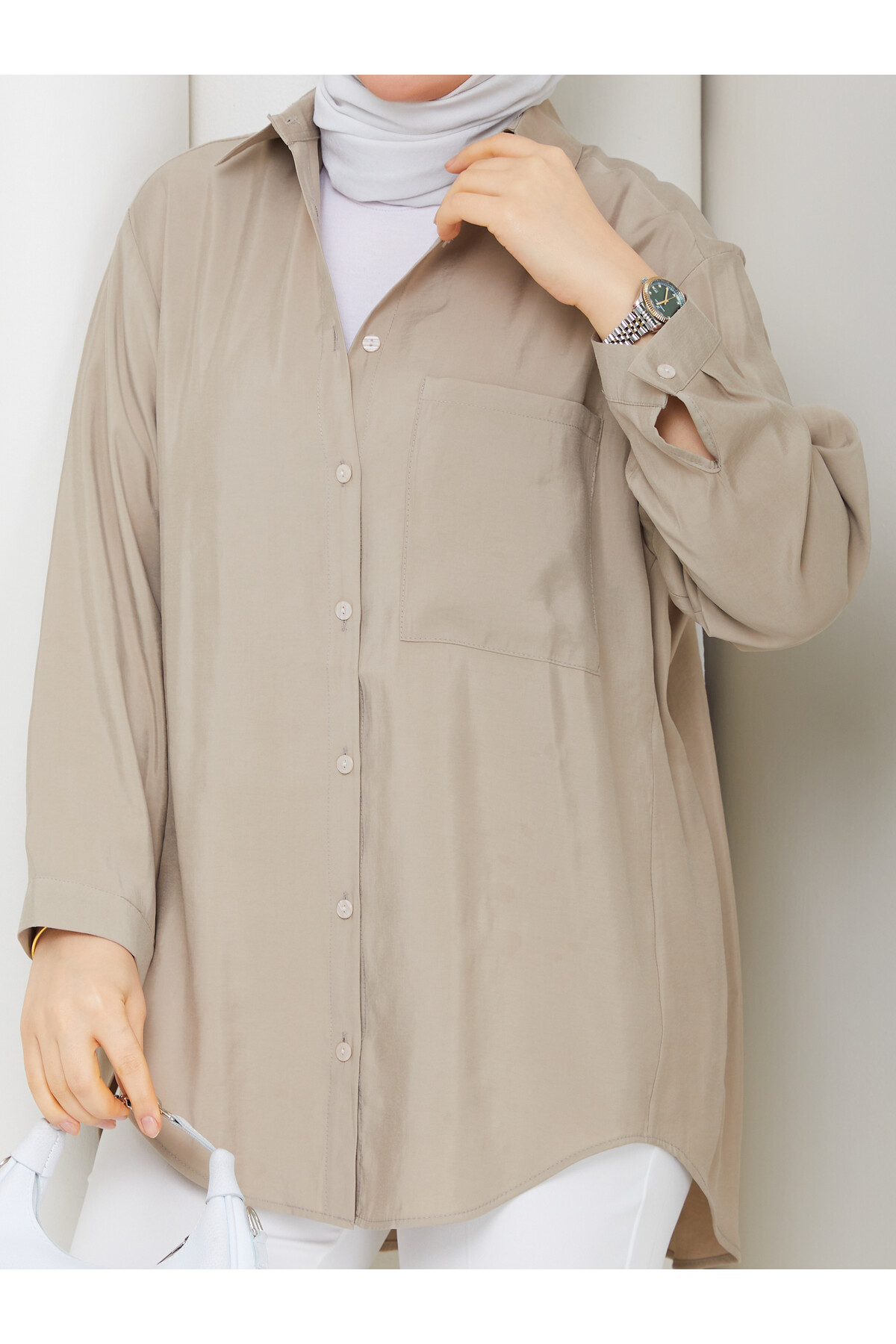 ALEX TEK CEP GÖMLEK - TAŞ RENGİ