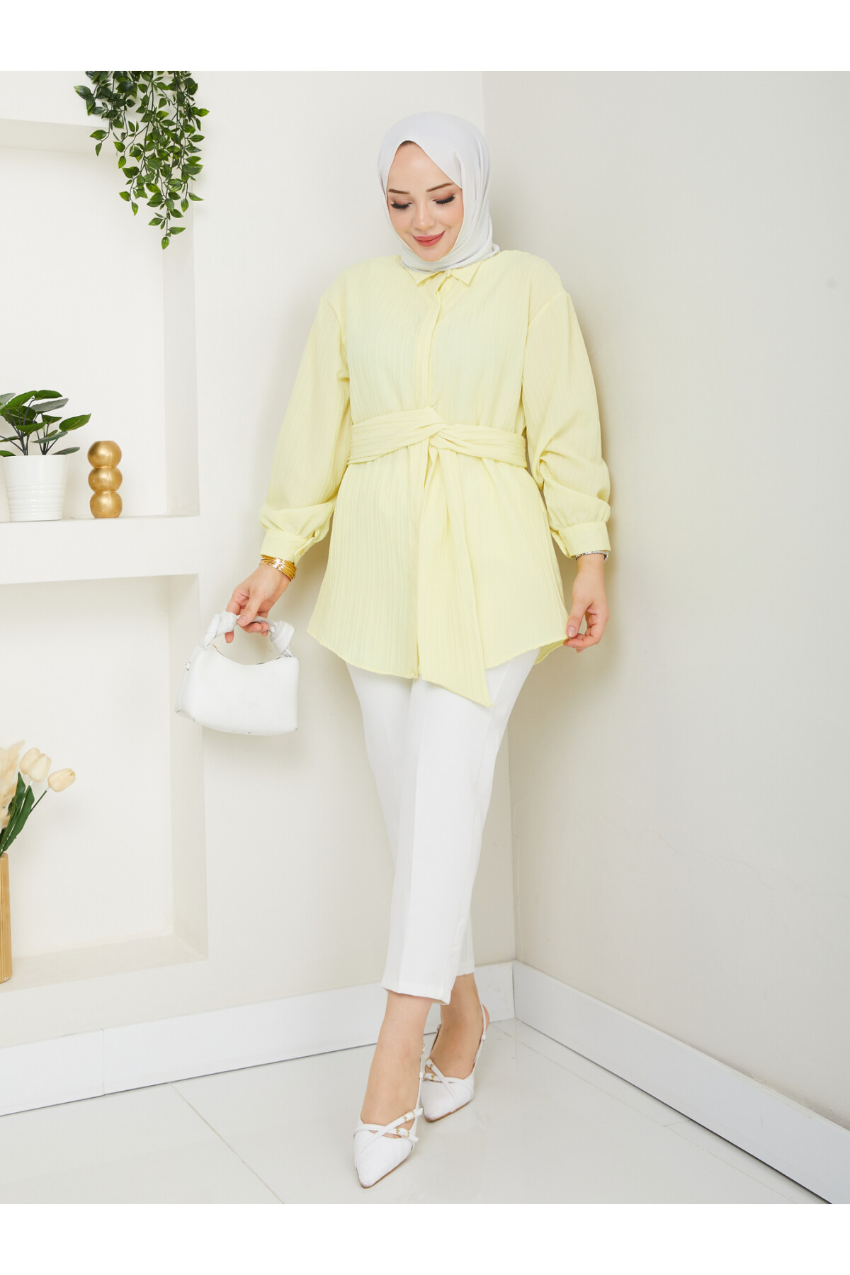 BAĞLAMA DETAYLI GÖMLEK-SARI