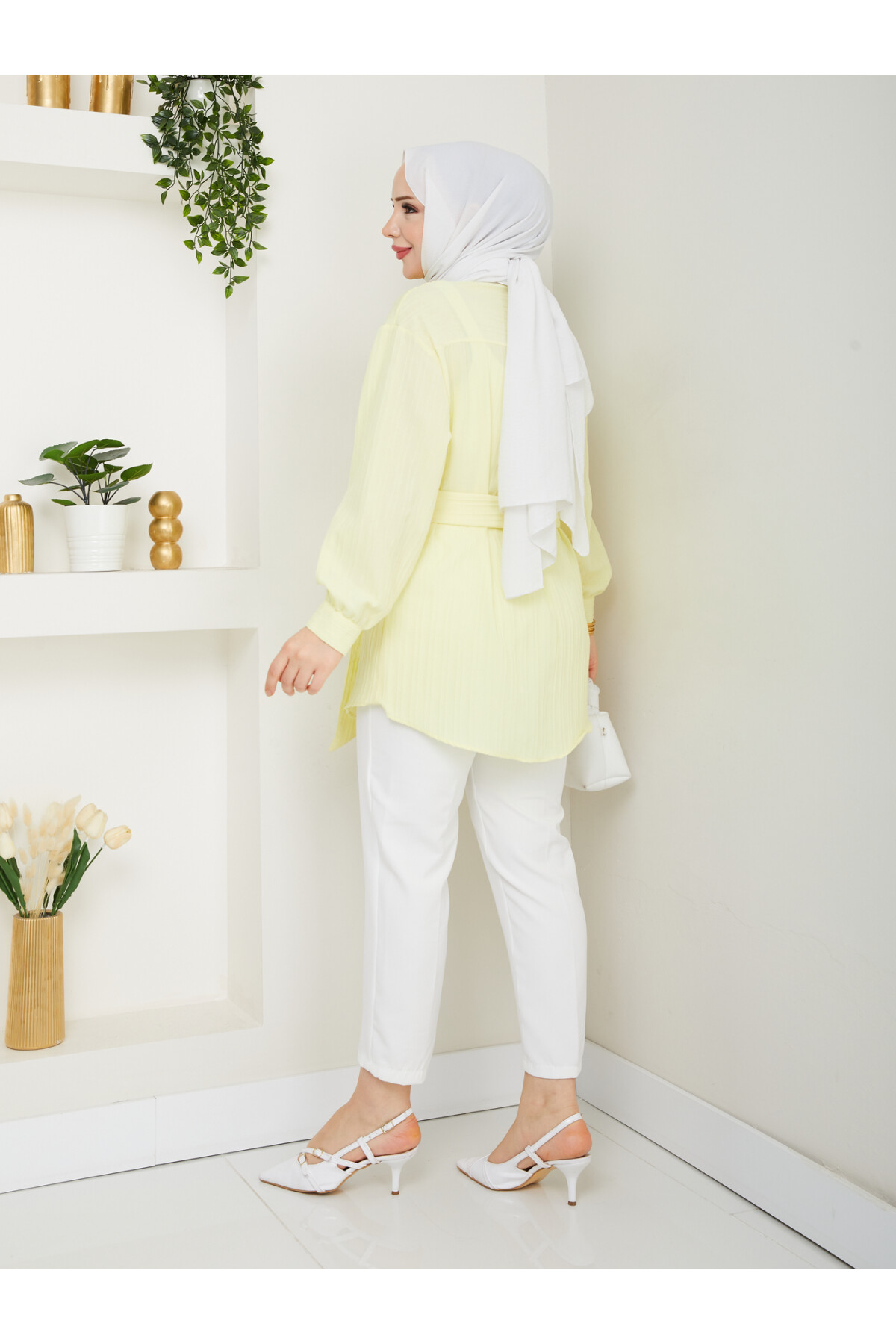 BAĞLAMA DETAYLI GÖMLEK-SARI