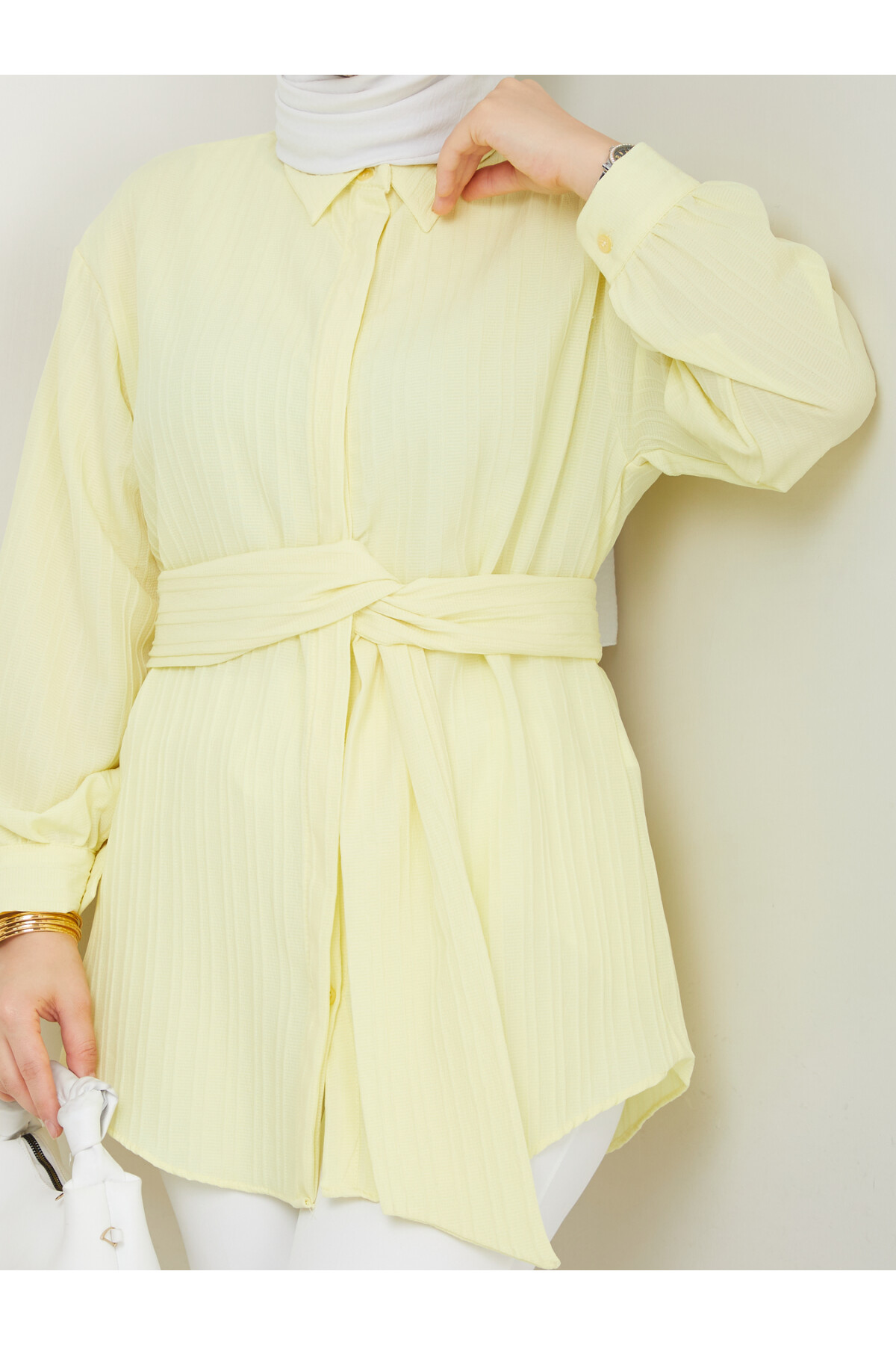 BAĞLAMA DETAYLI GÖMLEK-SARI