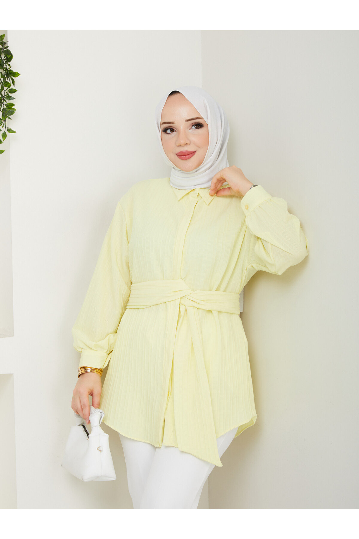BAĞLAMA DETAYLI GÖMLEK-SARI