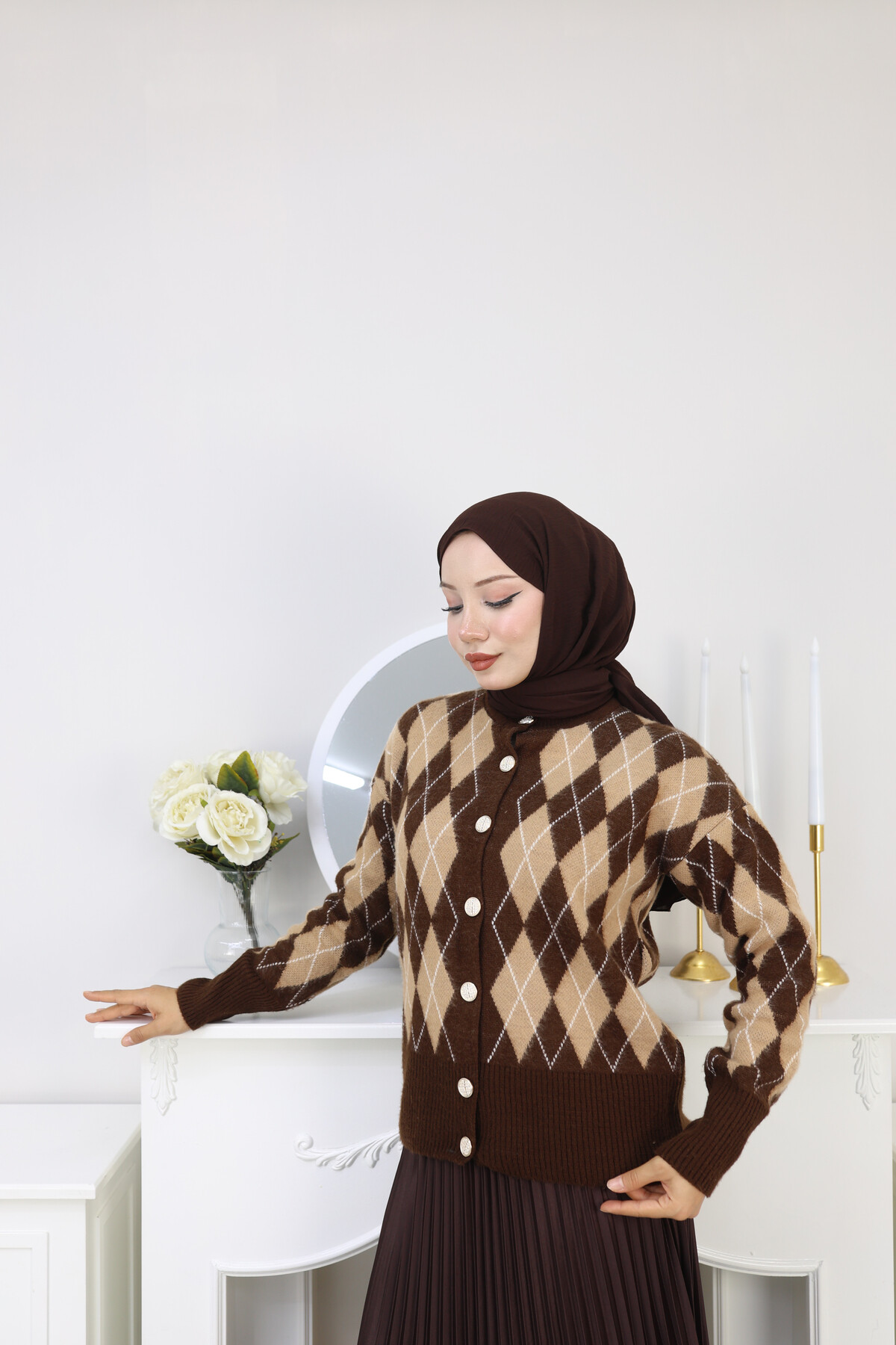 BAKLAVA DESEN HIRKA KOMBİN -CAMEL